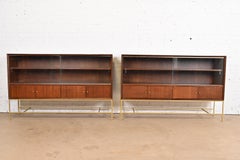 Paul McCobb Irwin Collection Mahogany and Brass Bookcases or Bar Cabinets