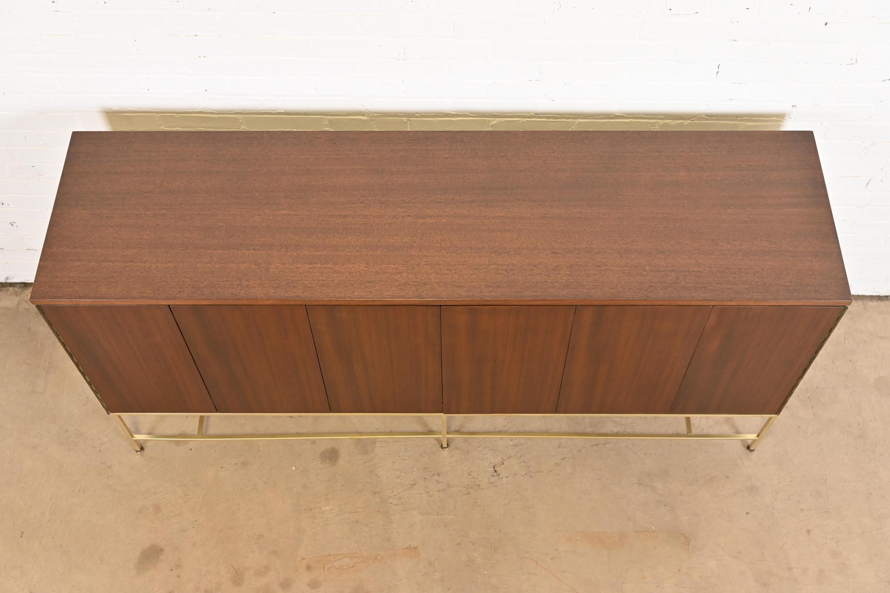 Paul McCobb Irwin Collection Mahogany and Brass Dresser or Credenza, Refinished For Sale 4