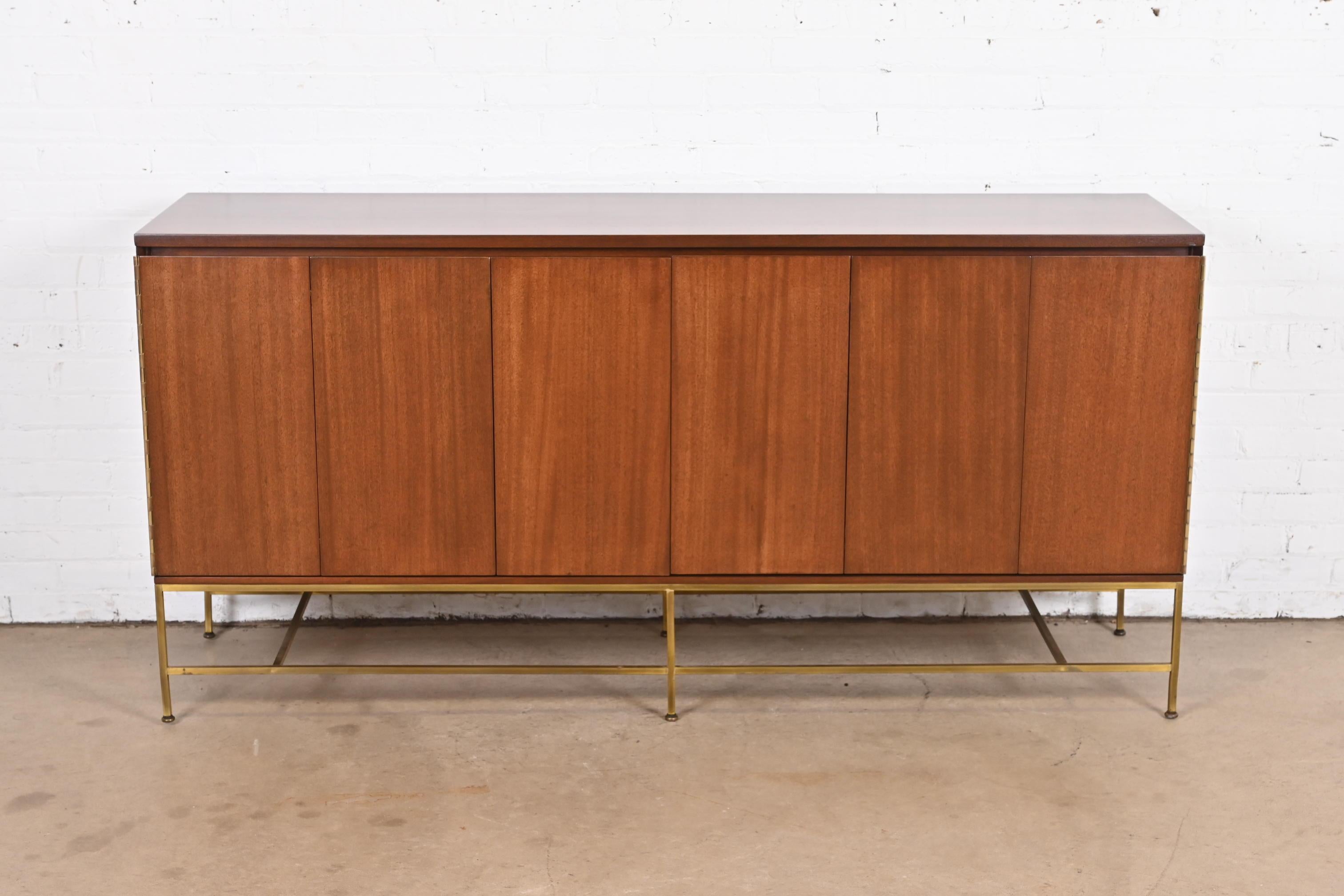 Mid-Century Modern Paul McCobb Irwin Collection Mahogany and Brass Dresser or Credenza, Refinished For Sale