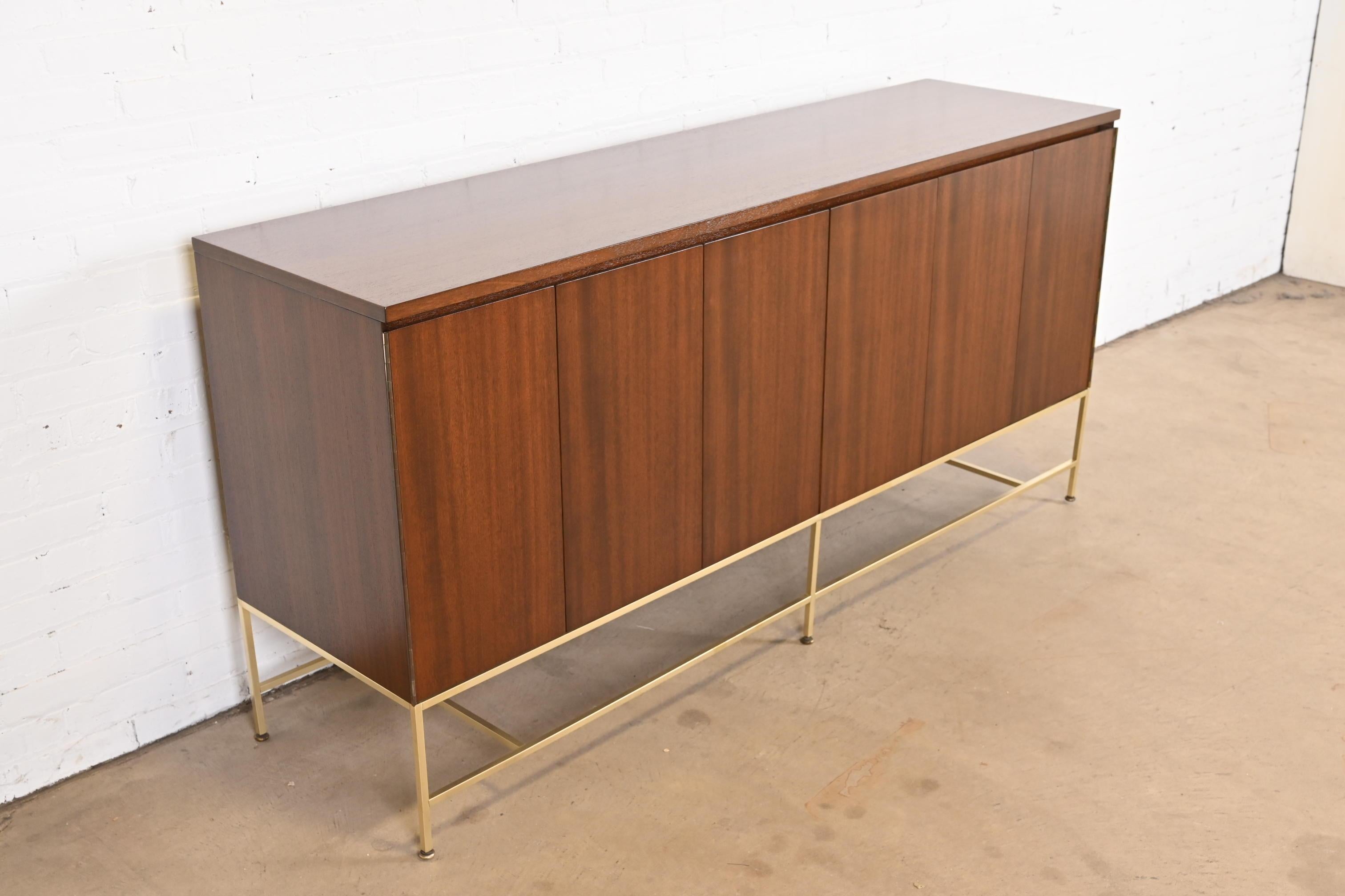 American Paul McCobb Irwin Collection Mahogany and Brass Dresser or Credenza, Refinished For Sale