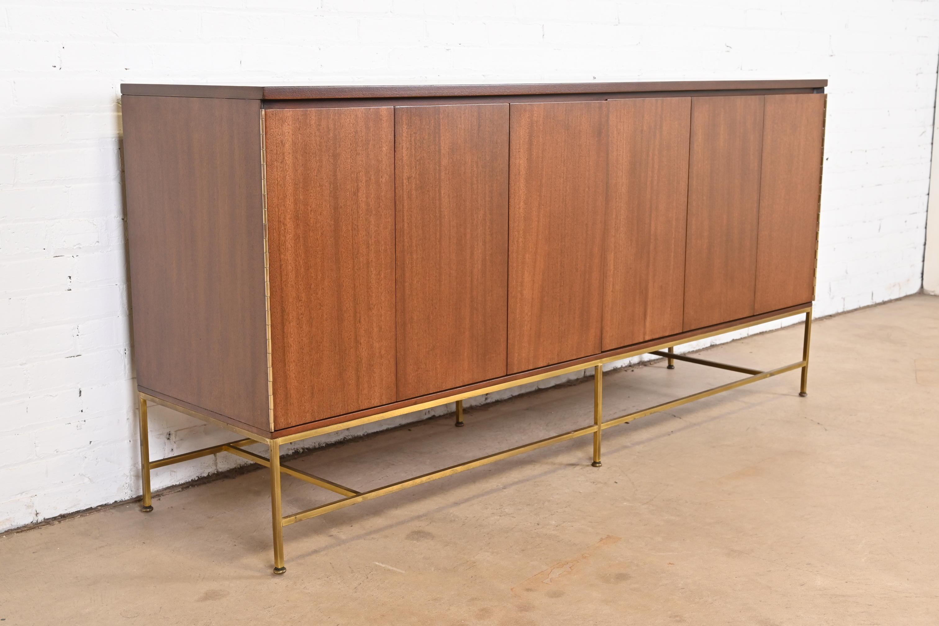 American Paul McCobb Irwin Collection Mahogany and Brass Dresser or Credenza, Refinished For Sale