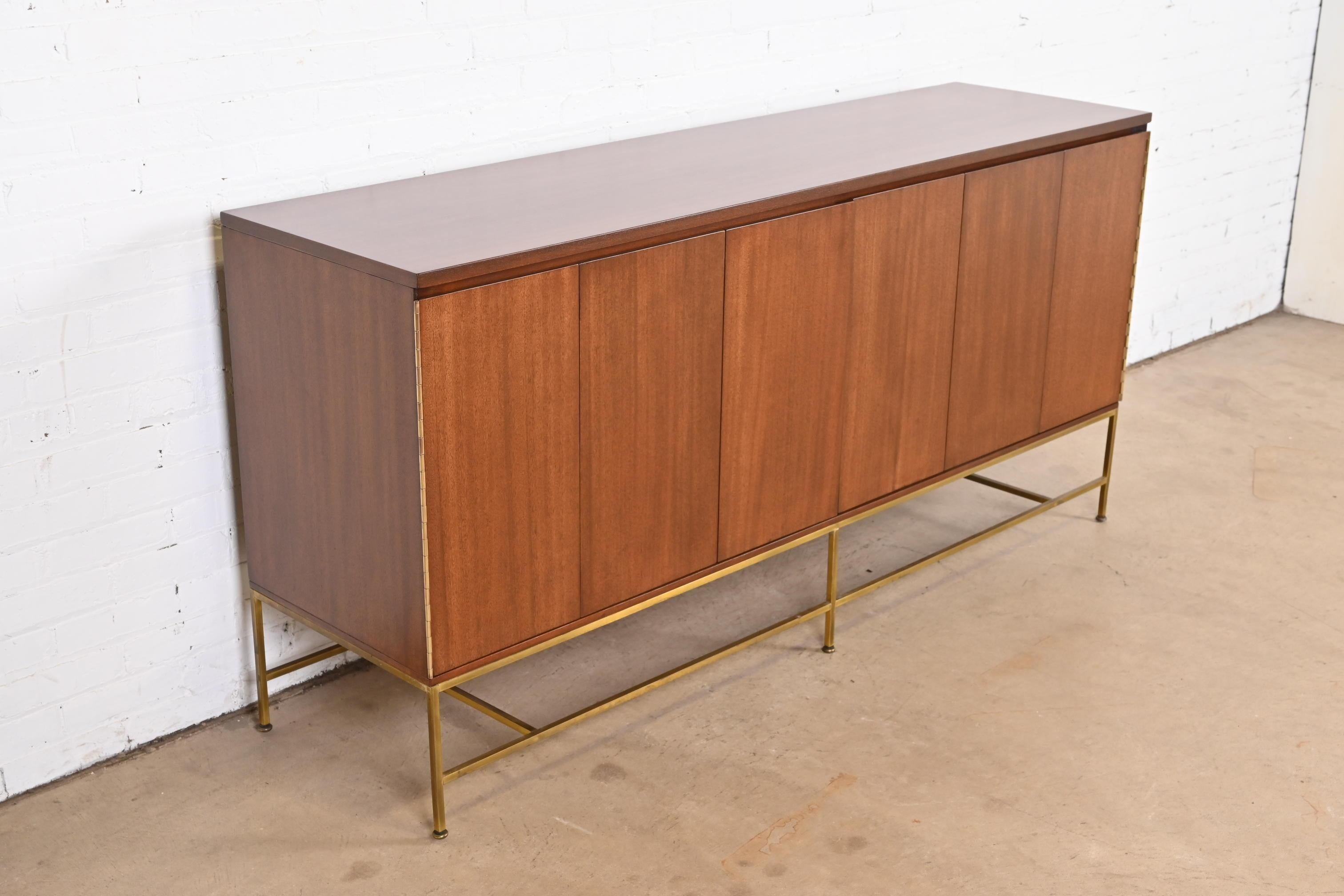 Paul McCobb Irwin Collection Mahogany and Brass Dresser or Credenza, Refinished In Good Condition For Sale In South Bend, IN