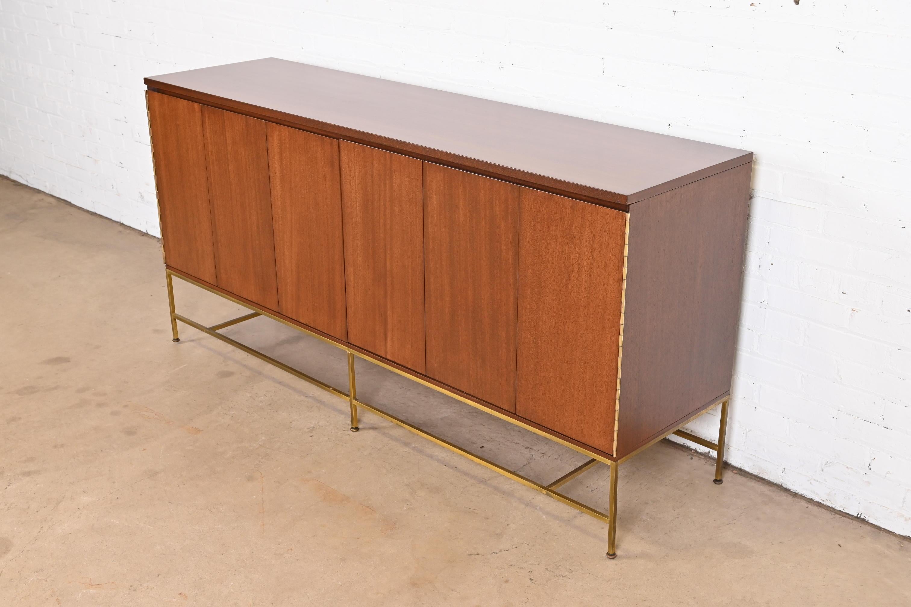 Mid-20th Century Paul McCobb Irwin Collection Mahogany and Brass Dresser or Credenza, Refinished For Sale