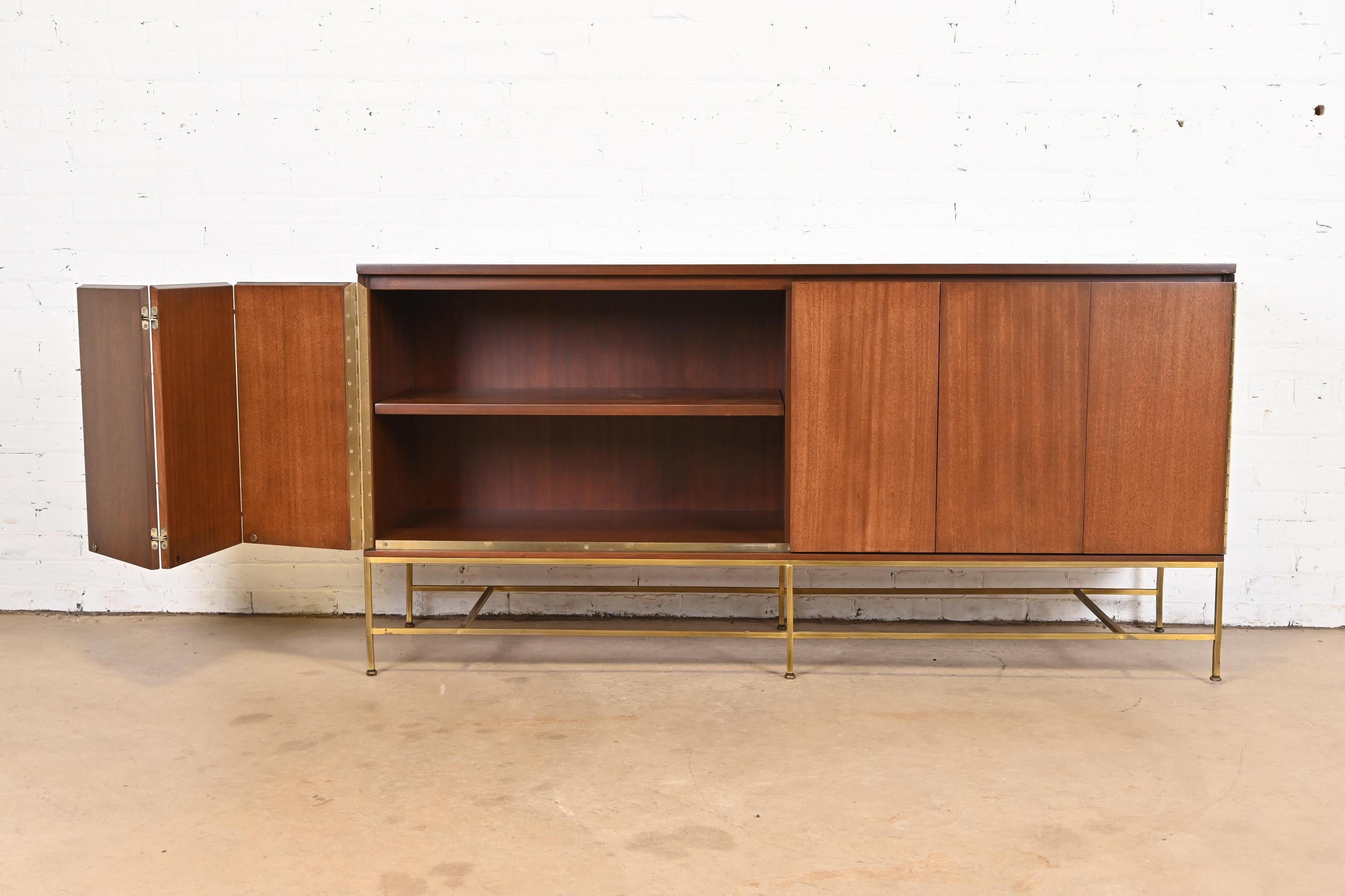 Paul McCobb Irwin Collection Mahogany and Brass Dresser or Credenza, Refinished For Sale 1