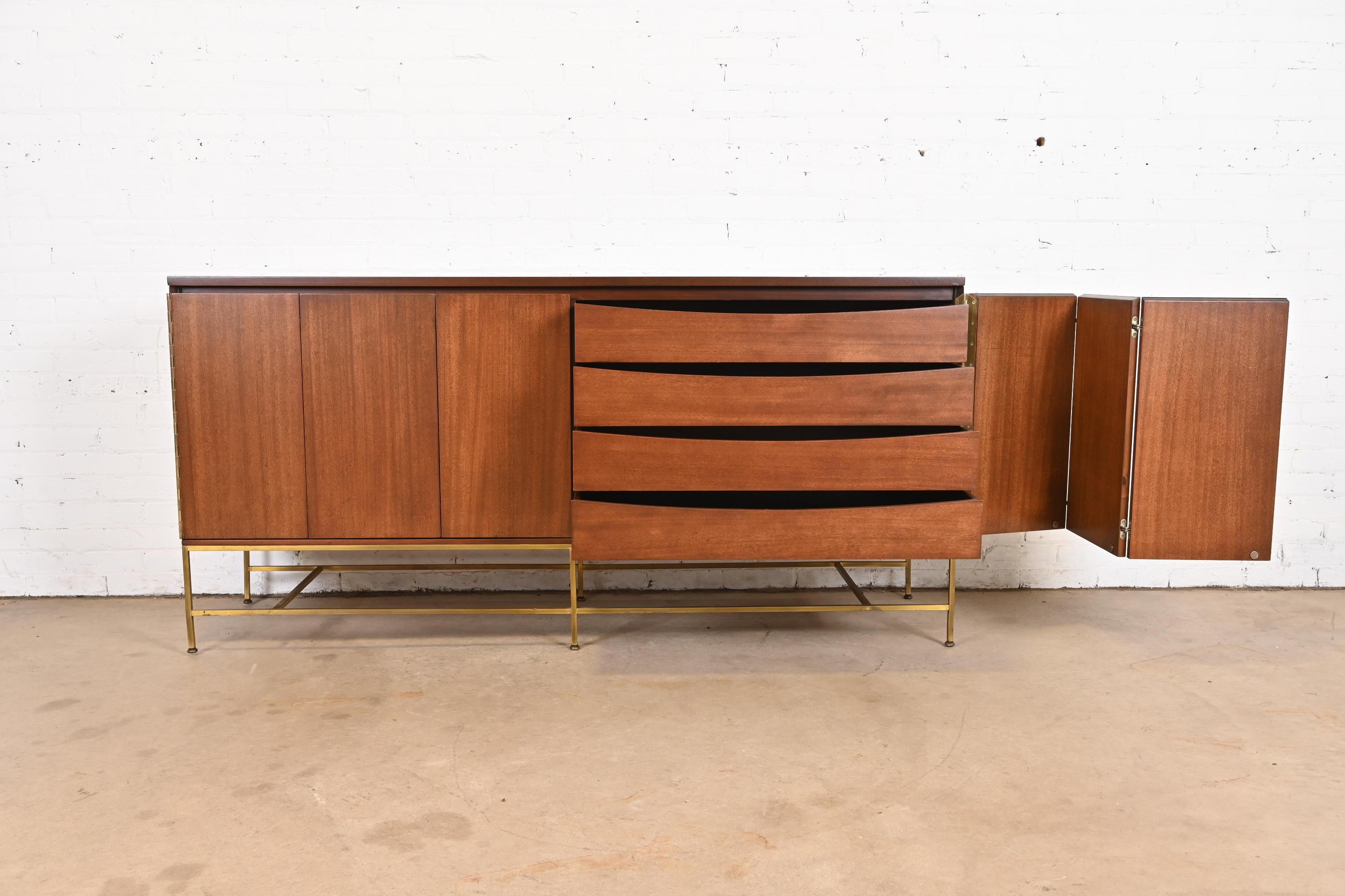 Paul McCobb Irwin Collection Mahogany and Brass Dresser or Credenza, Refinished For Sale 2