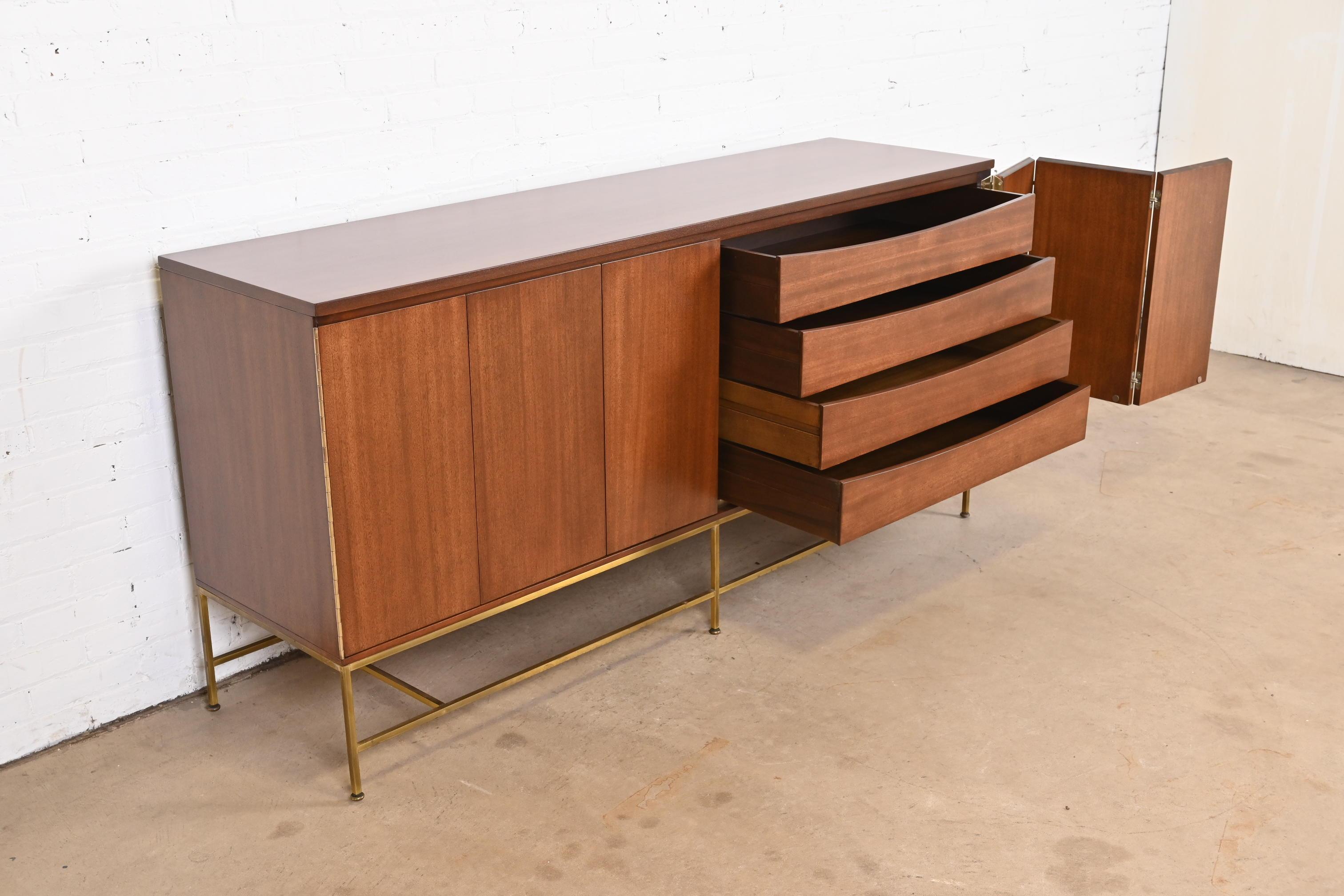 Paul McCobb Irwin Collection Mahogany and Brass Dresser or Credenza, Refinished For Sale 3