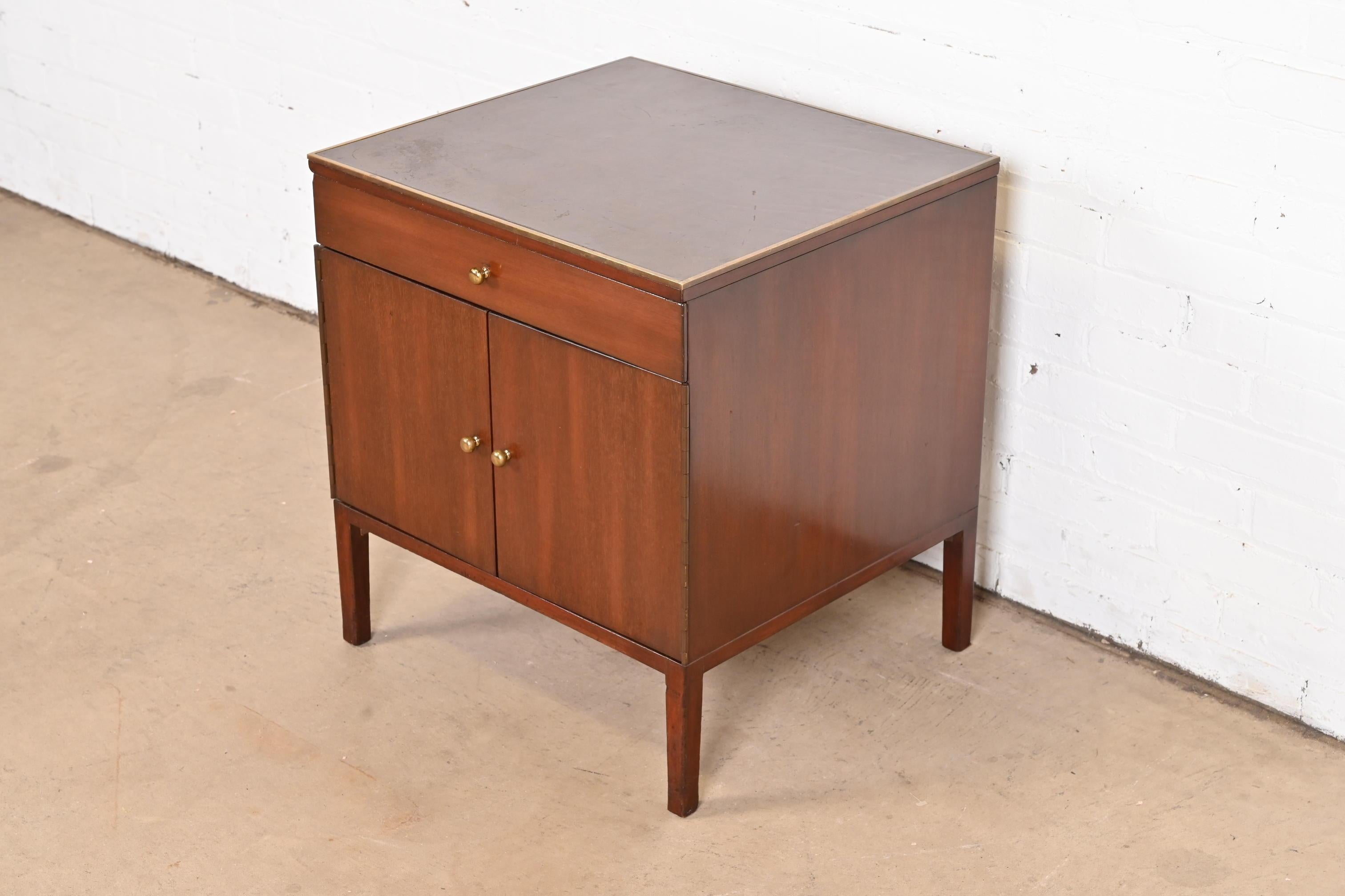 Mid-Century Modern Paul McCobb Irwin Collection Mahogany and Brass Nightstand, 1950s For Sale