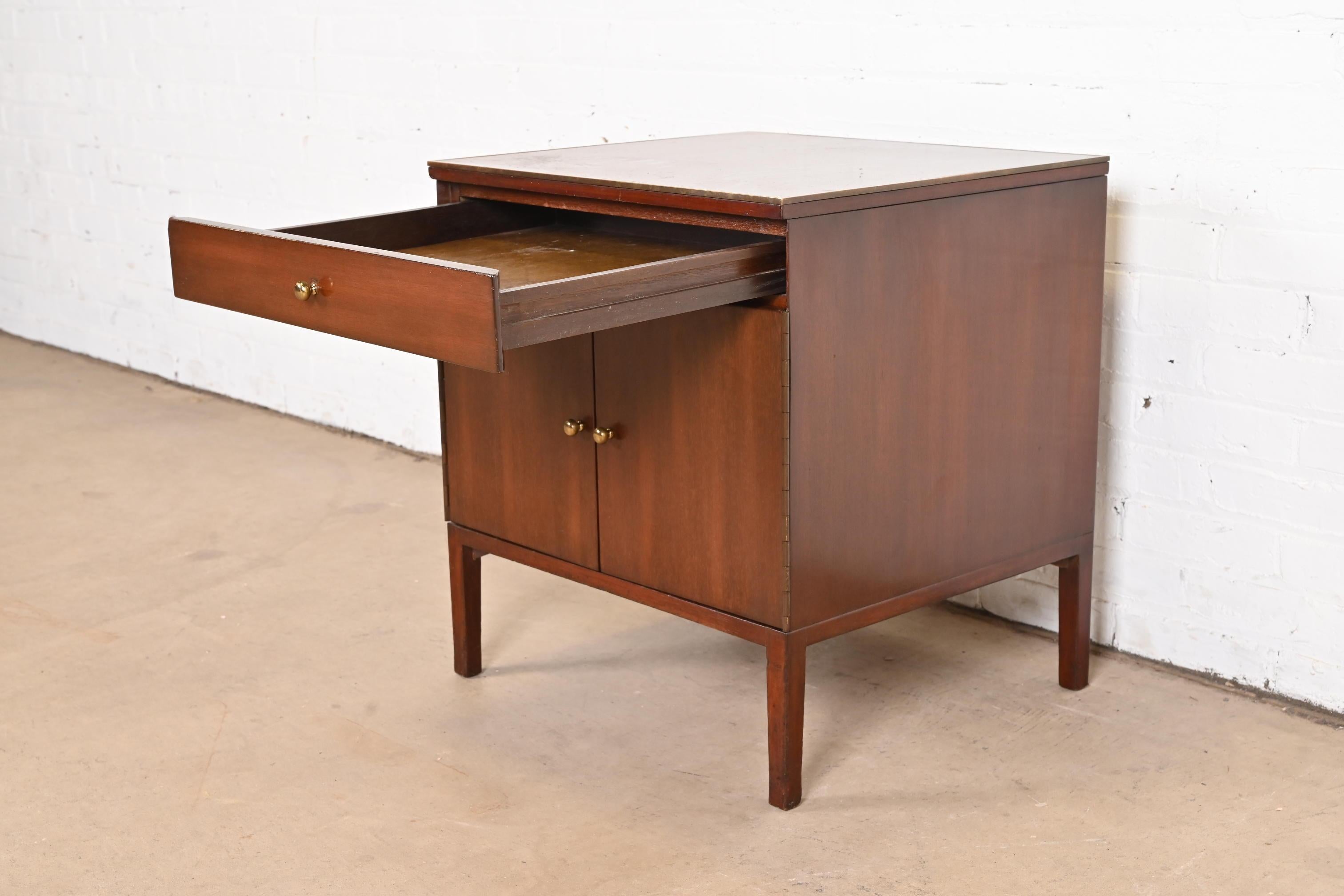Paul McCobb Irwin Collection Mahogany and Brass Nightstand, 1950s For Sale 1