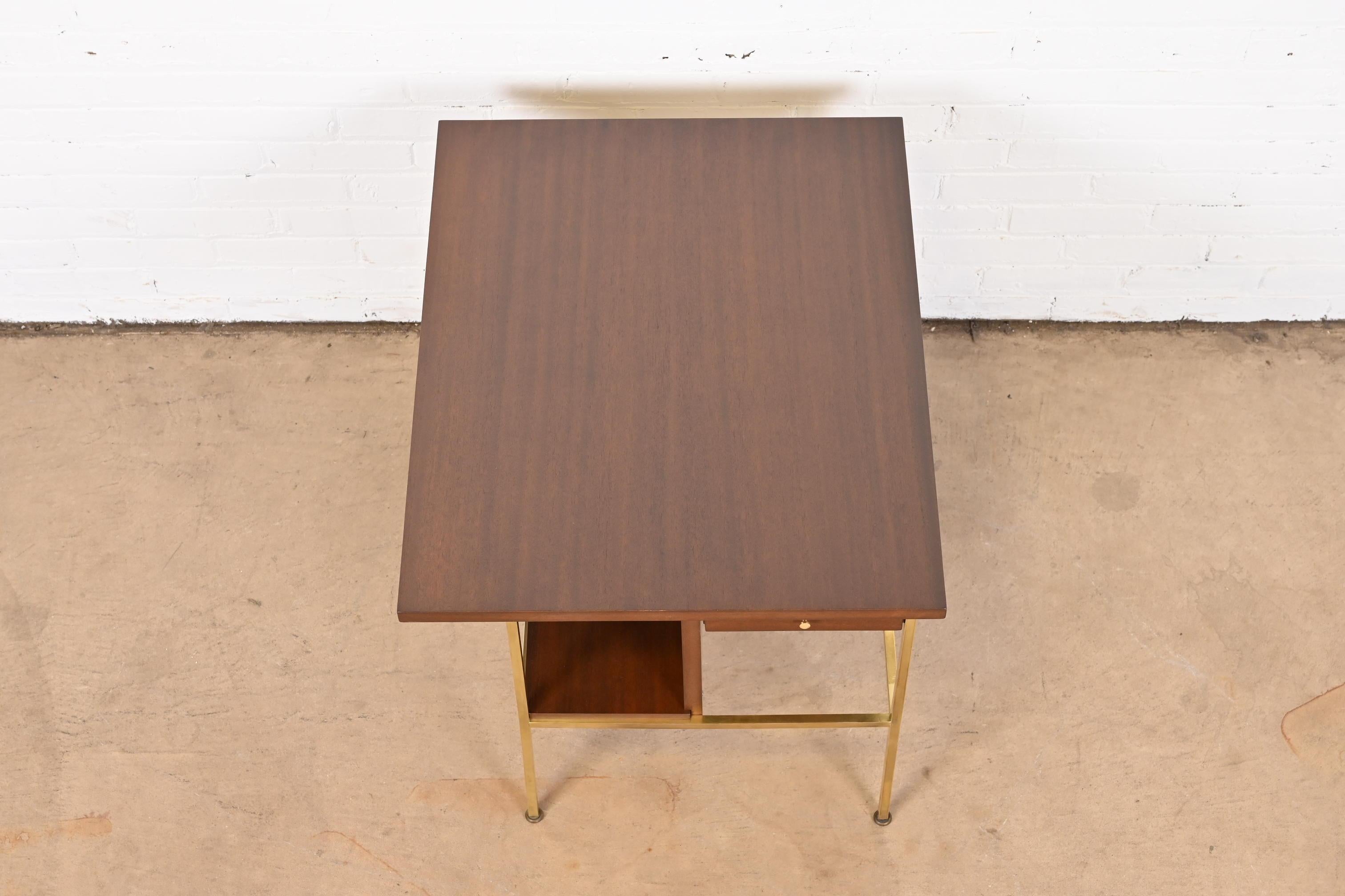 Paul McCobb Irwin Collection Mahogany and Brass Nightstand or Side Table, 1950s 6
