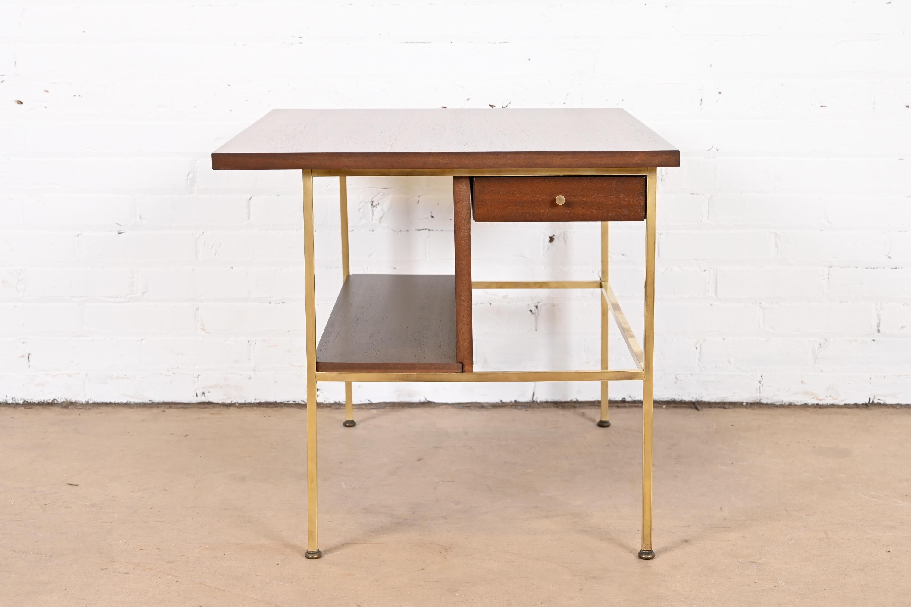 Paul McCobb Irwin Collection Mahogany and Brass Nightstand or Side Table, 1950s 9