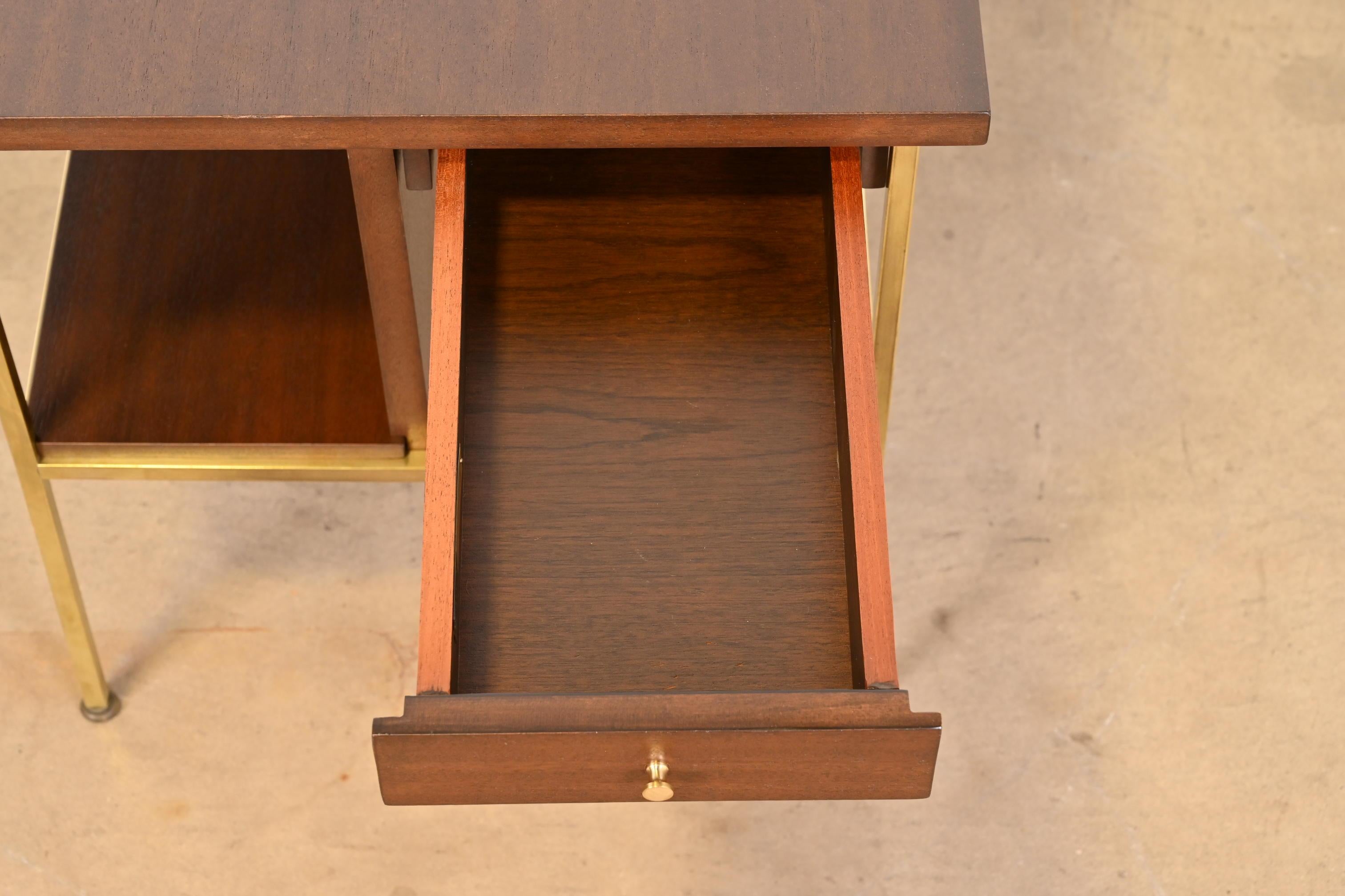 Paul McCobb Irwin Collection Mahogany and Brass Nightstand or Side Table, 1950s 3
