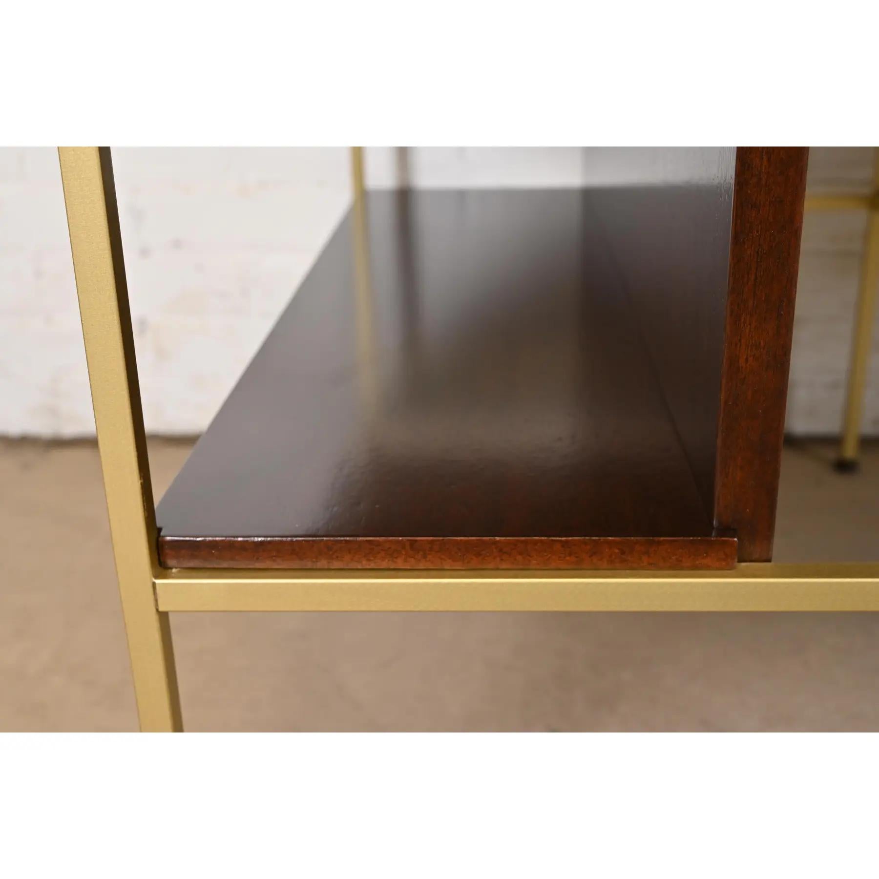 Paul McCobb Irwin Collection Mahogany and Brass Nightstands, Newly Refinished For Sale 3