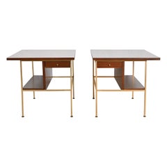 Paul McCobb Irwin Collection Mahogany and Brass Nightstands, Newly Refinished