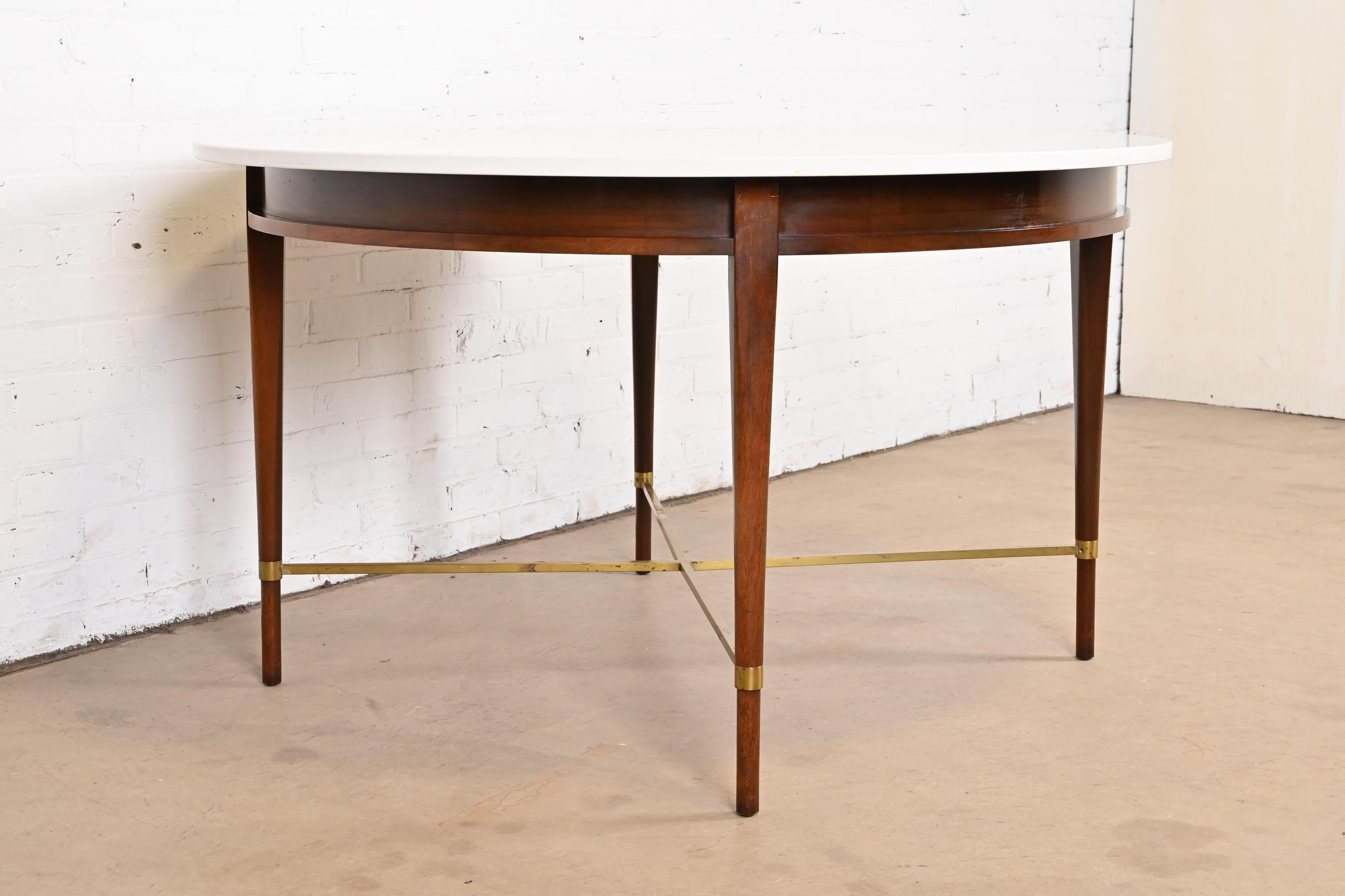 Mid-20th Century Paul McCobb Irwin Collection Mahogany and Brass Round Dining Table or Game Table For Sale