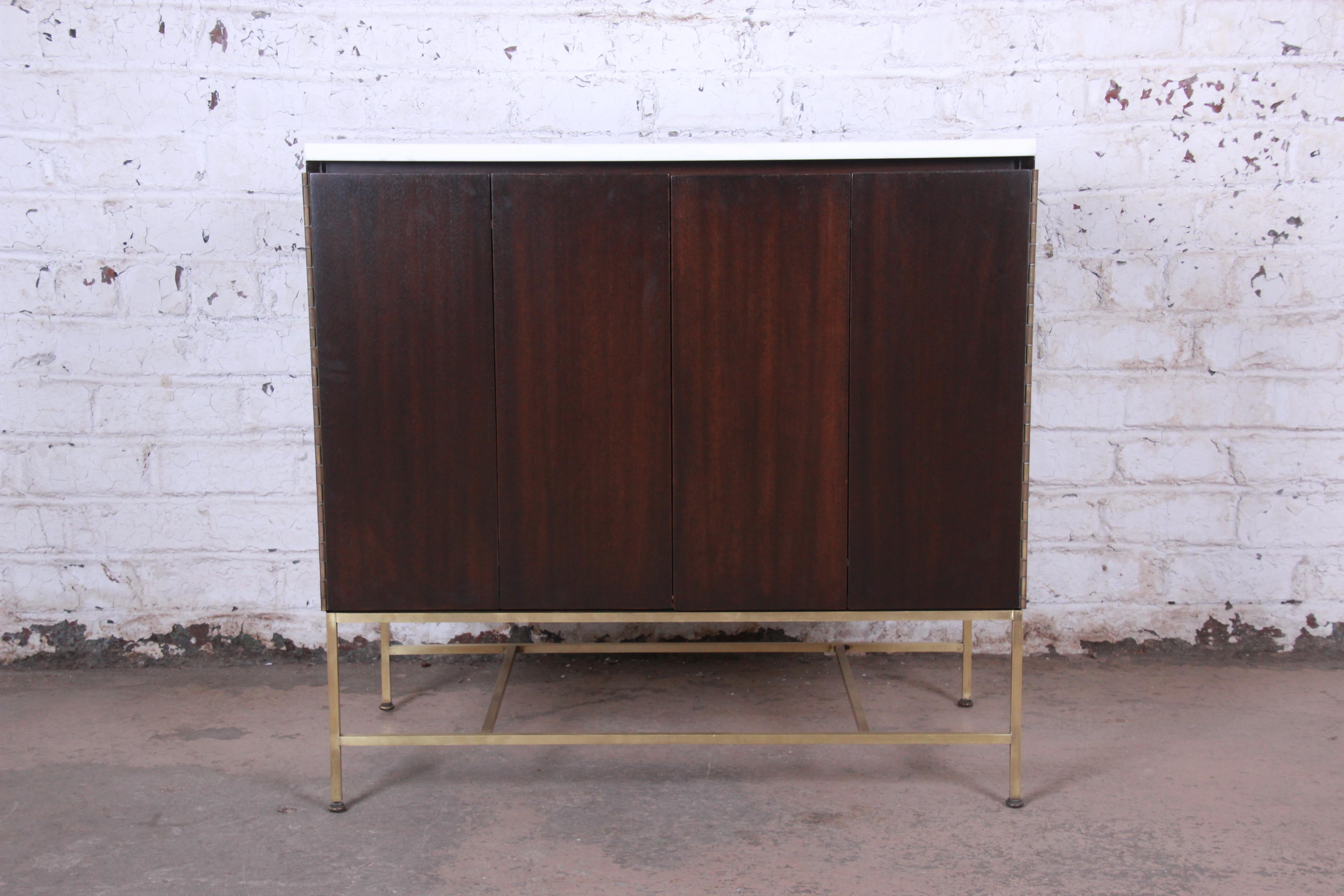 Scandinavian Modern Paul McCobb Irwin Collection Mahogany and Brass Sideboard Cabinet, 1950s