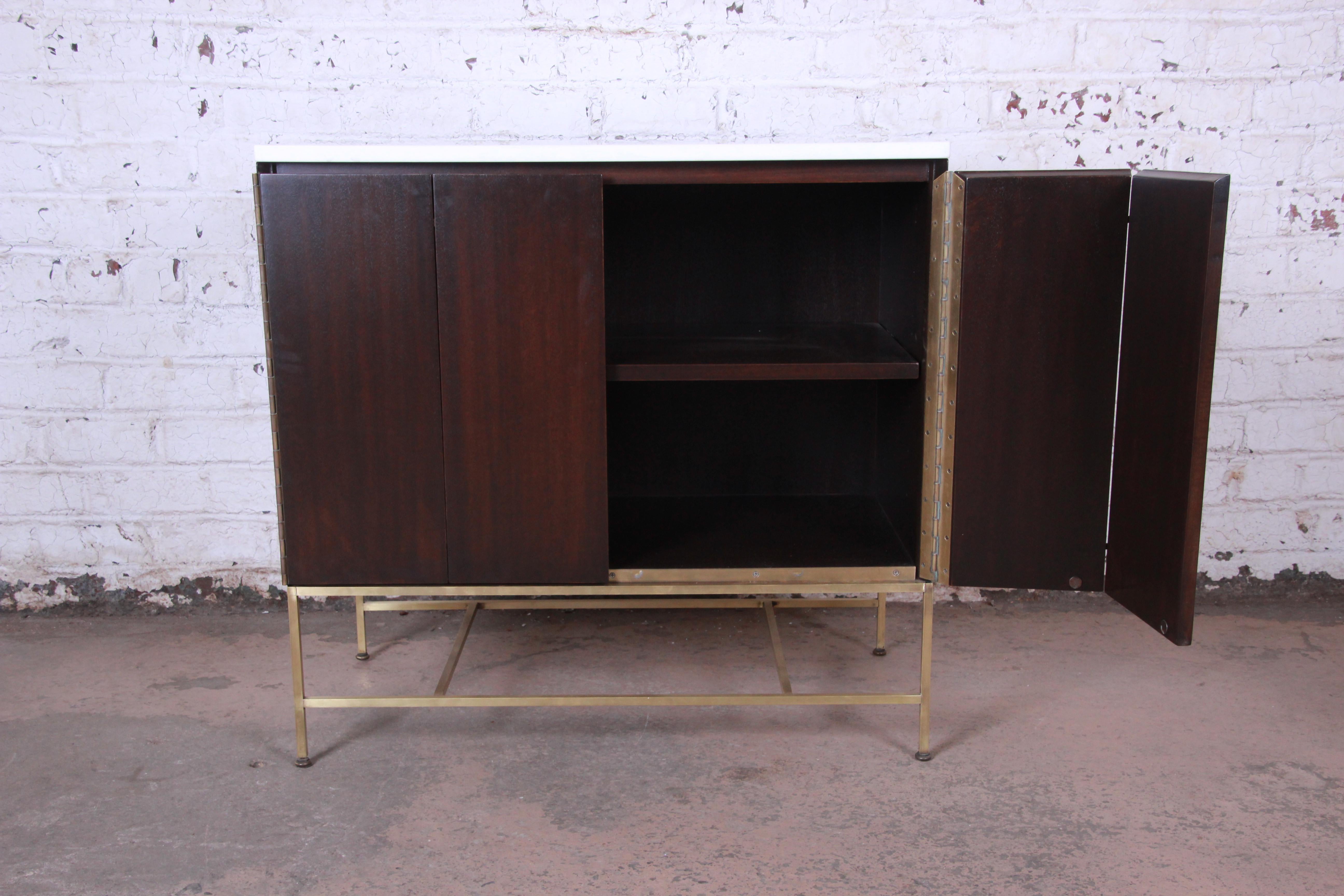 American Paul McCobb Irwin Collection Mahogany and Brass Sideboard Cabinet, 1950s
