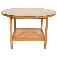 Paul McCobb Irwin Collection Mahogany, Brass, and Cane Coffee Table, 1950s
