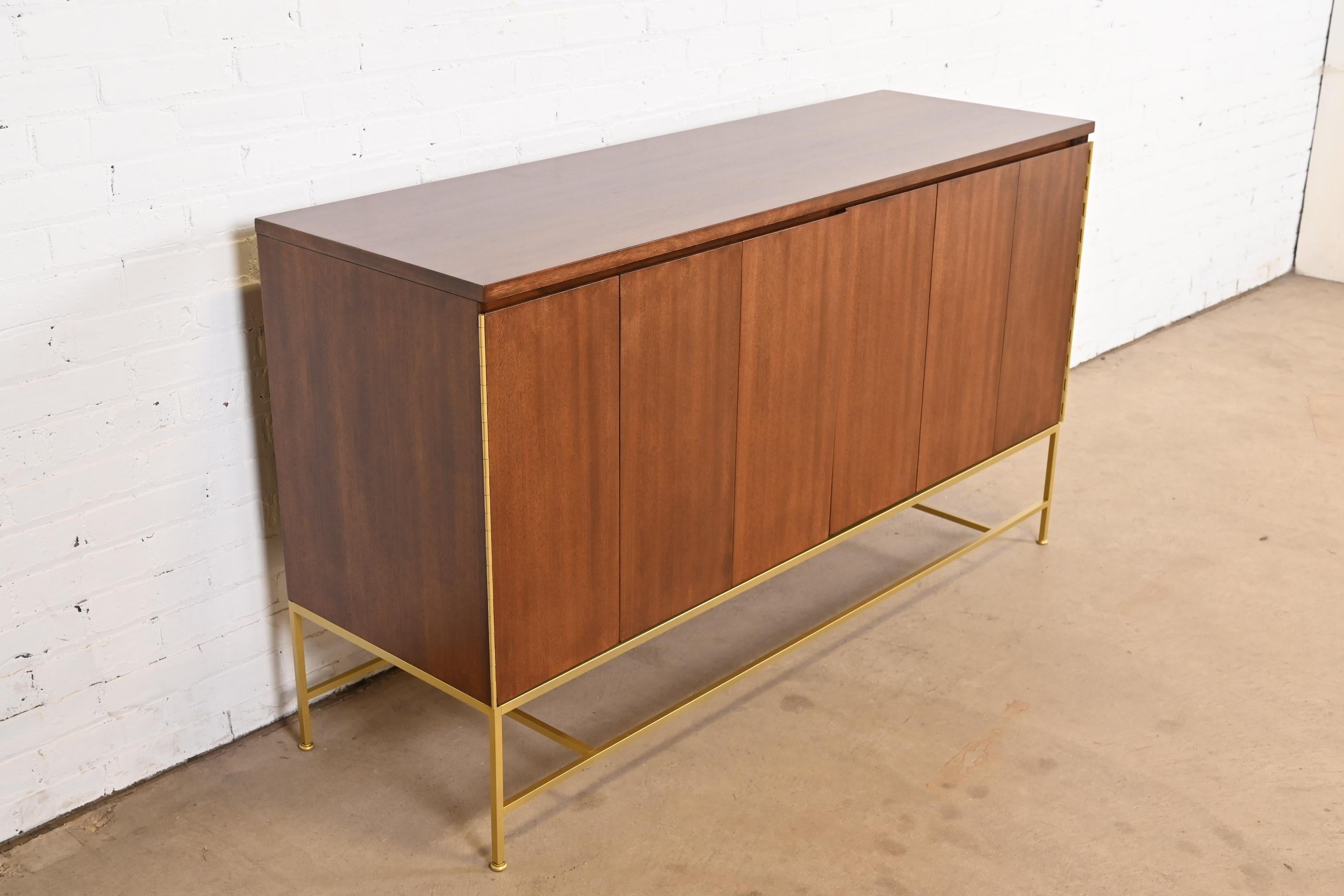 Mid-Century Modern Paul McCobb Irwin Collection Mahogany & Brass Sideboard Credenza or Bar Cabinet