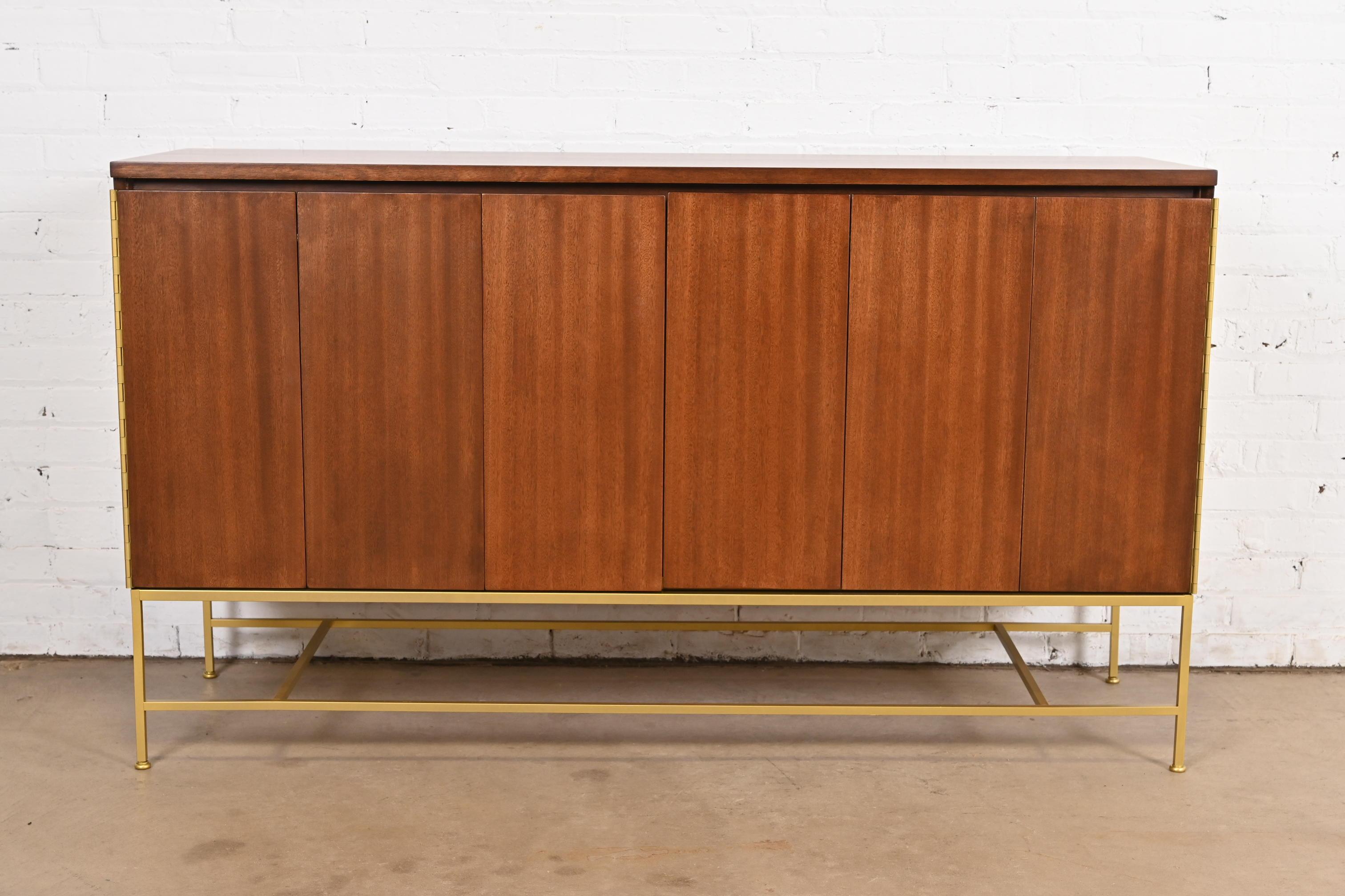 American Paul McCobb Irwin Collection Mahogany & Brass Sideboard Credenza or Bar Cabinet