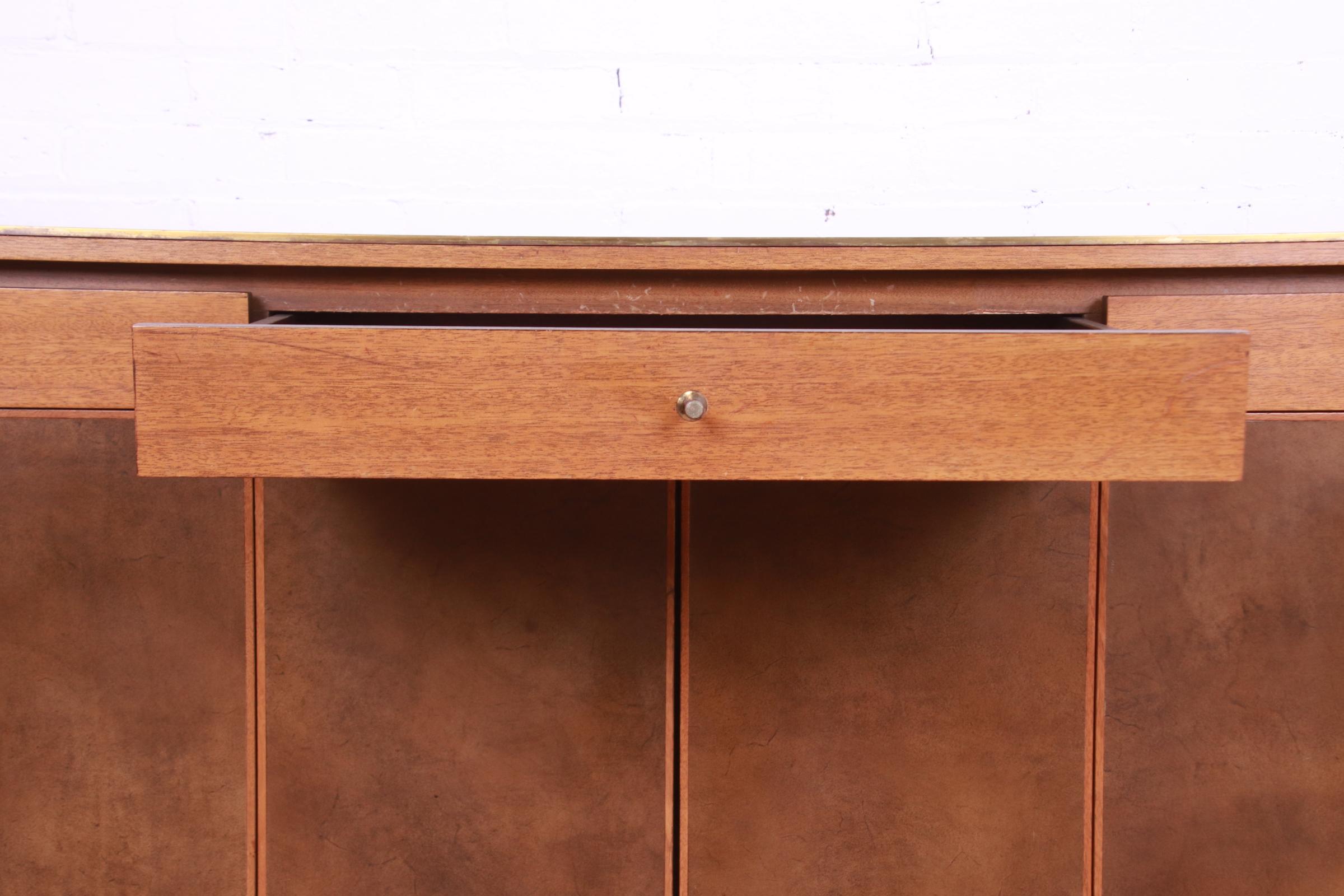 Paul McCobb Irwin Collection Mahogany, Leather, and Brass Credenza, 1950s 4