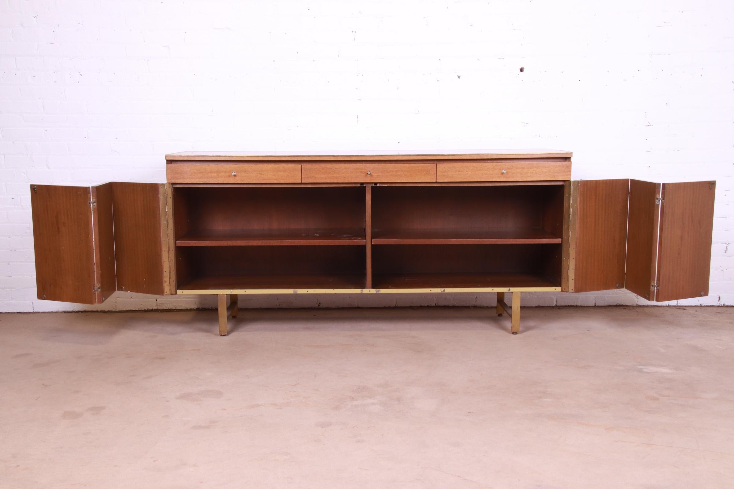 Paul McCobb Irwin Collection Mahogany, Leather, and Brass Credenza, 1950s 7