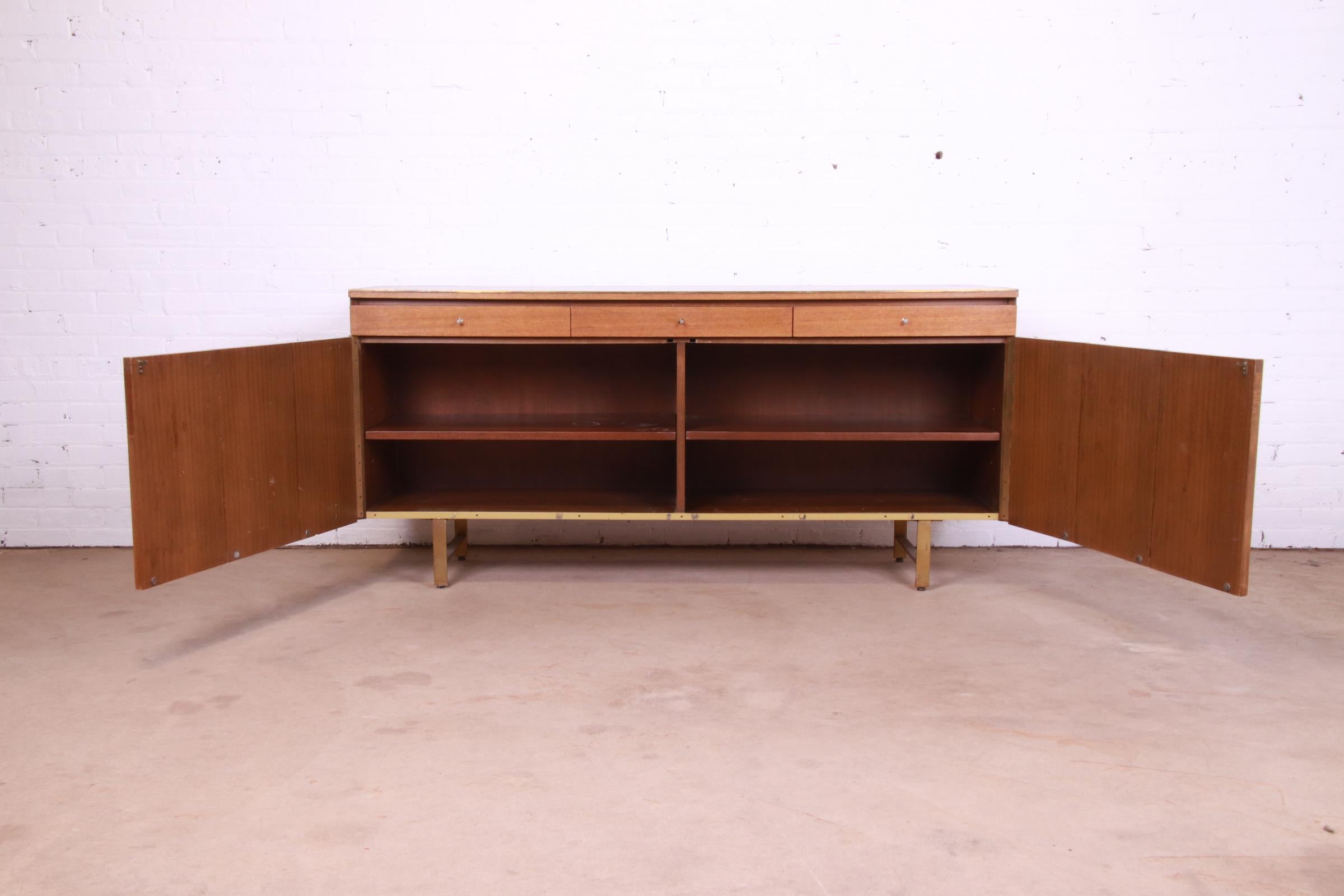 Paul McCobb Irwin Collection Mahogany, Leather, and Brass Credenza, 1950s 8