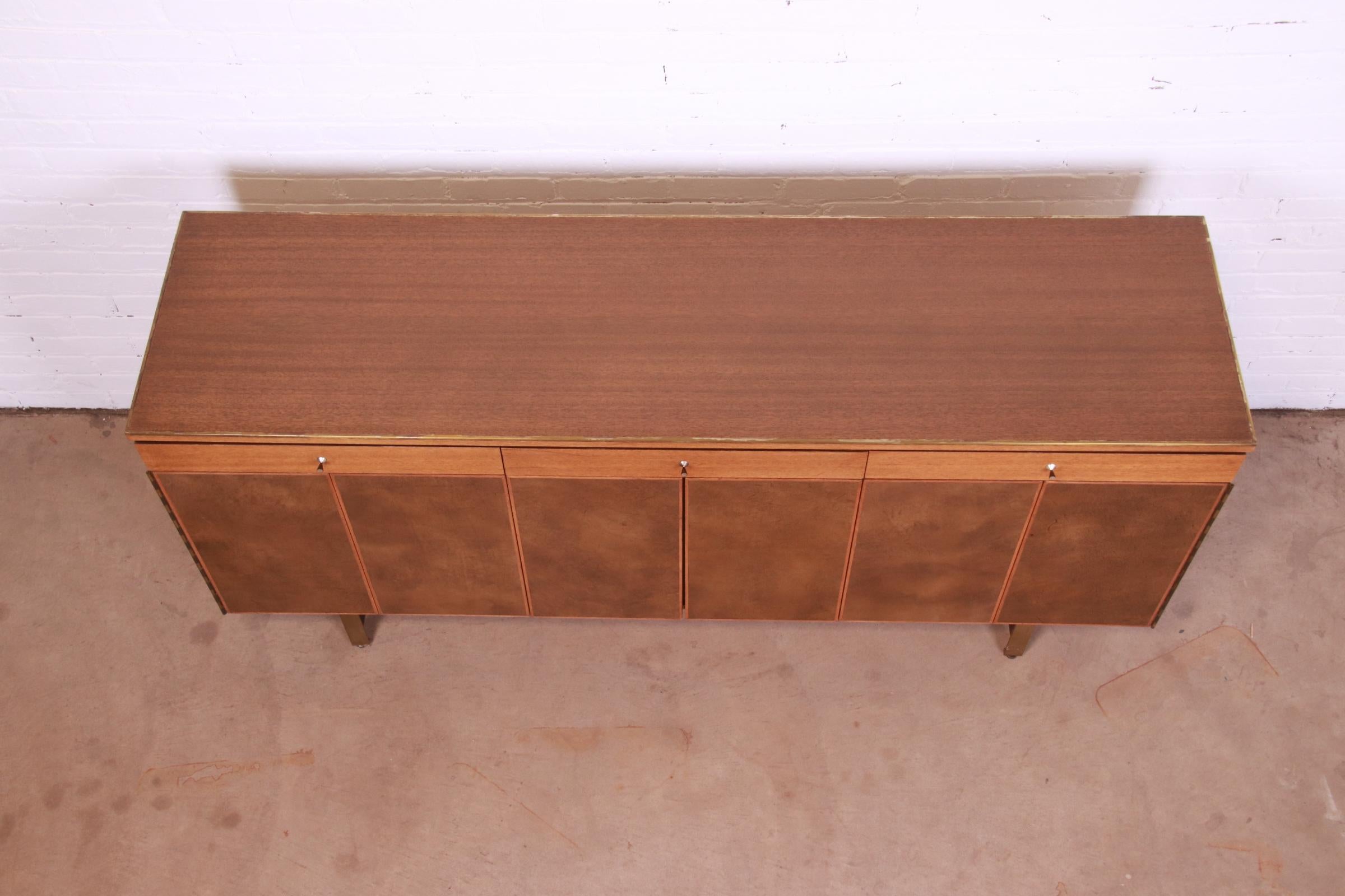 Paul McCobb Irwin Collection Mahogany, Leather, and Brass Credenza, 1950s 9