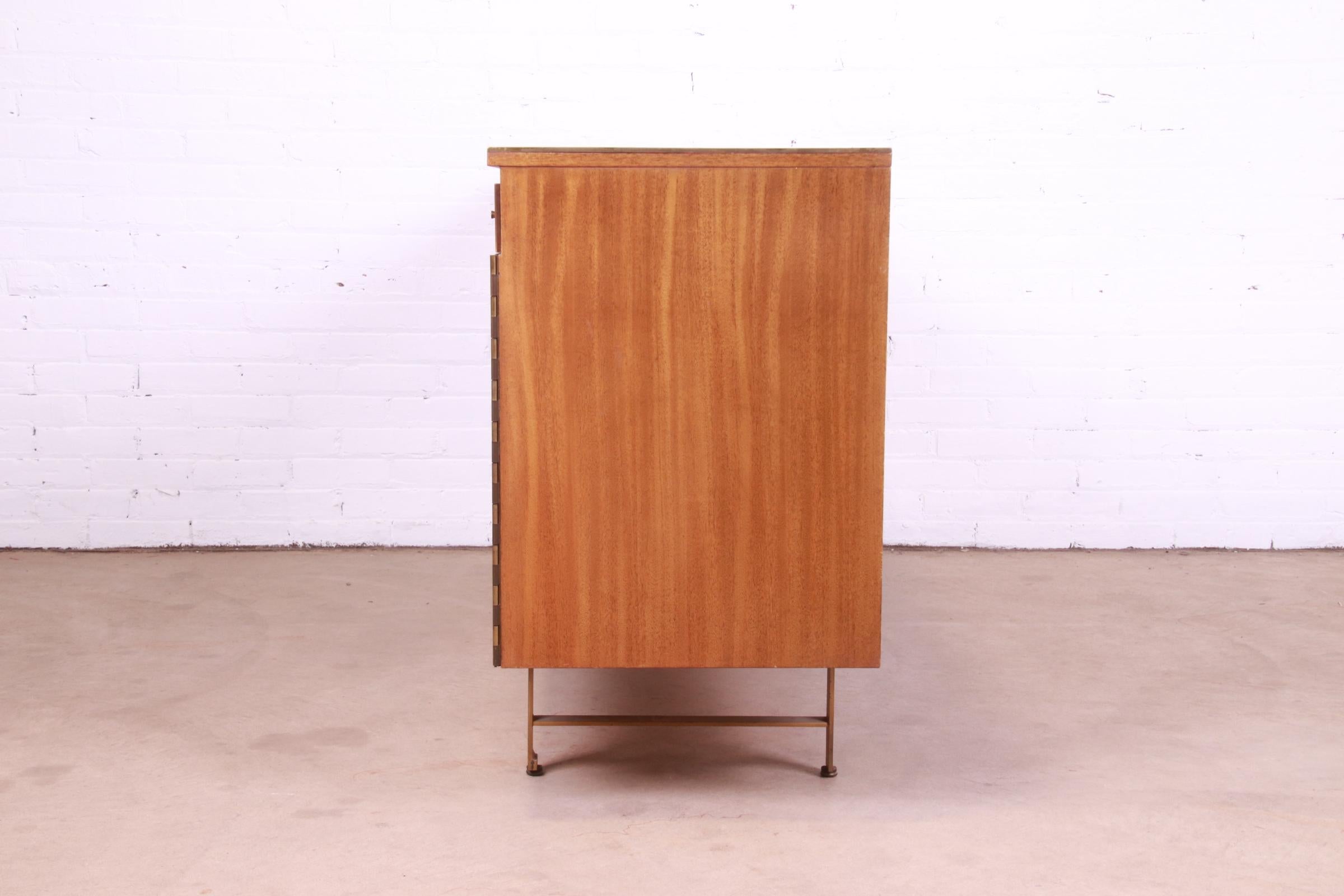Paul McCobb Irwin Collection Mahogany, Leather, and Brass Credenza, 1950s 11