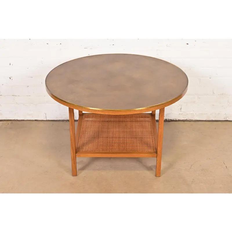 Mesa de centro de caoba y tapa de cuero de la colección Irwin de Paul McCobb, años 50 Moderno de mediados de siglo en venta