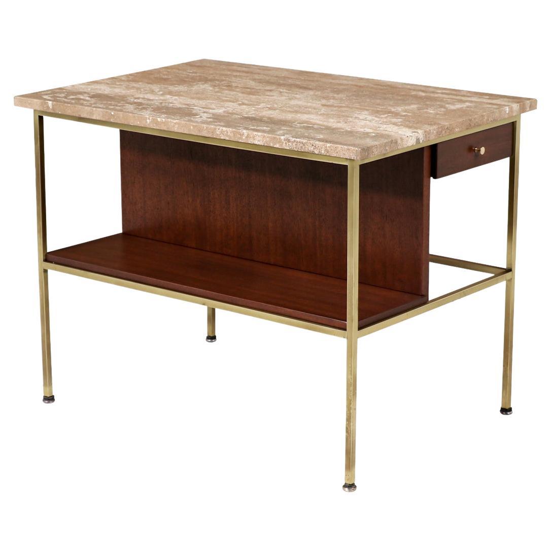 Paul McCobb "Irwin Collection" Marble & Brass Side Table for Calvin Furniture 
