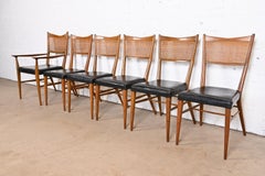Paul McCobb Irwin Collection Sculpted Mahogany and Cane Dining Chairs, Set of 6