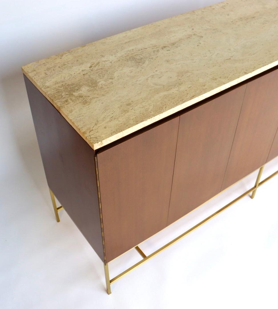 Mid-Century Modern Paul McCobb  Travertine Top Dresser with Brass Base for Calvin Group