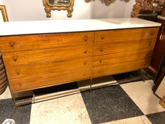 Paul McCobb Irwin Collection Walnut Dresser On Brass Base