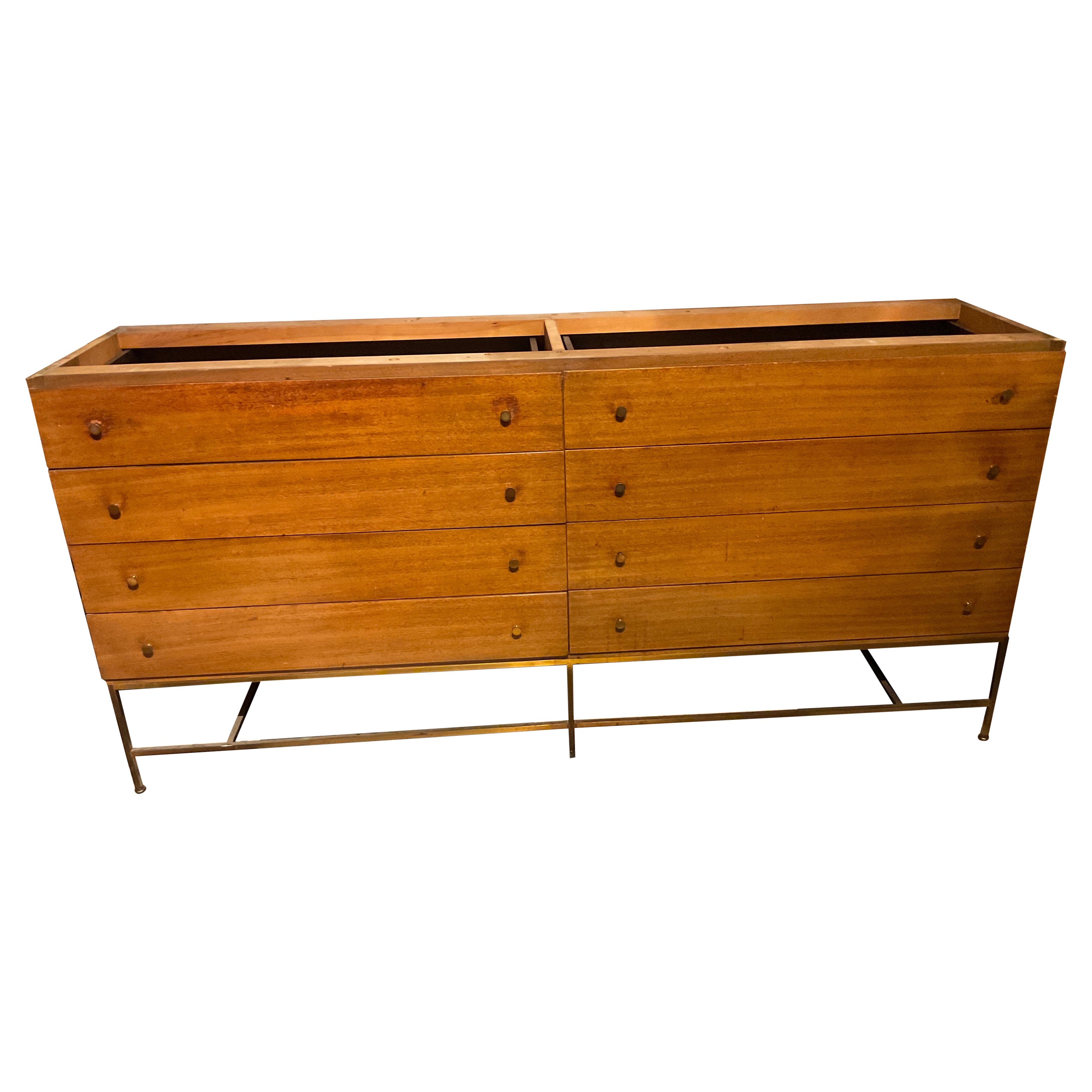 Paul McCobb Irwin Collection Walnut Dresser On Brass Base