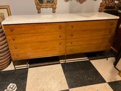 Paul McCobb Irwin Collection Walnut Dresser On Brass Base