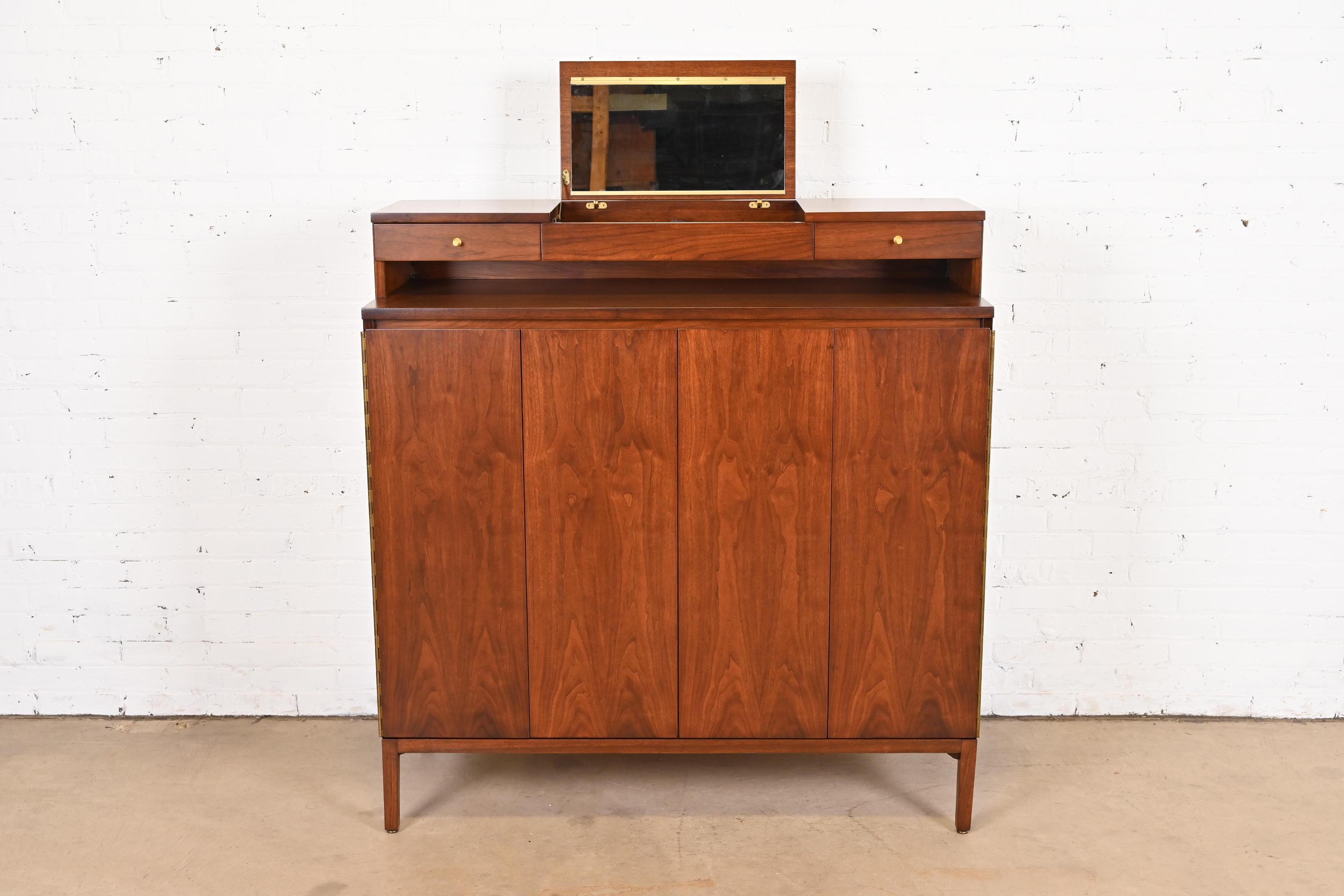 Mirror Paul McCobb Irwin Collection Walnut Gentleman's Chest, Newly Refinished For Sale