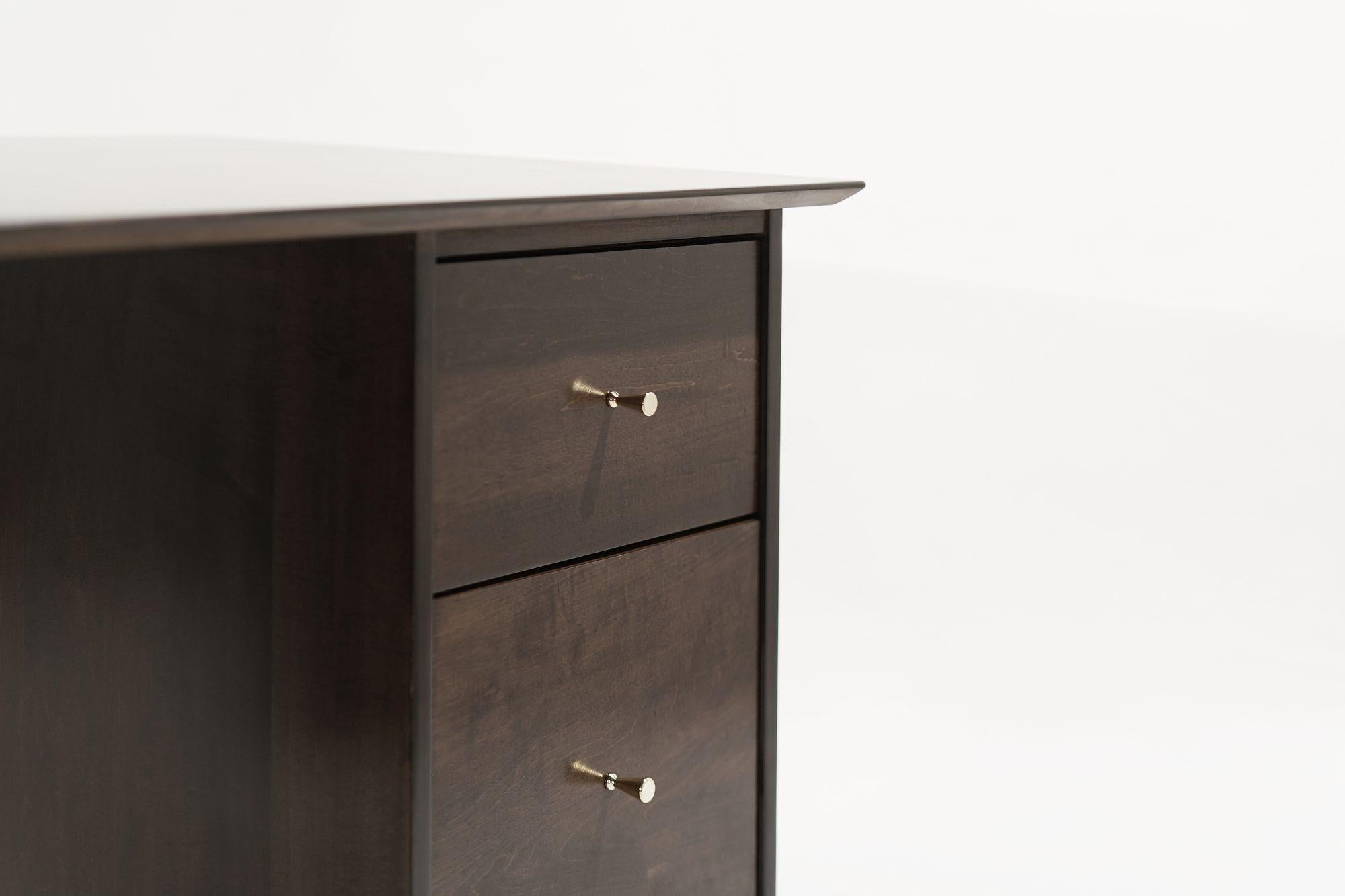 Brass Paul McCobb Kneehole Desk, 1950s