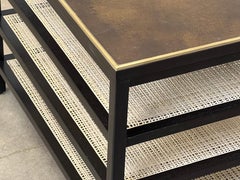 Paul McCobb Leather and Cane Magazine Table