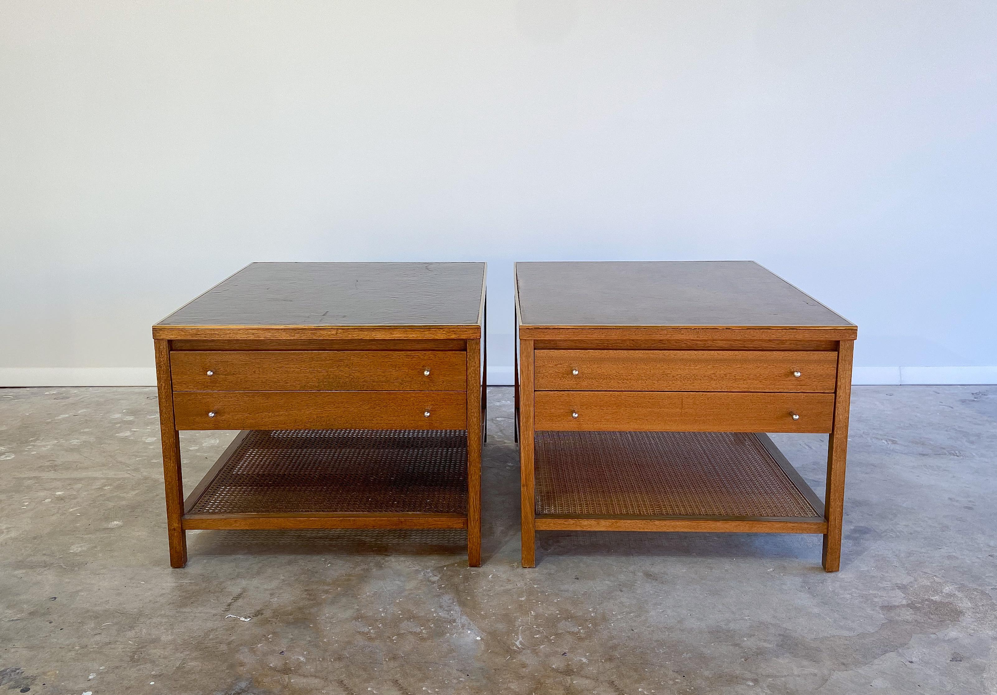 Mid-Century Modern Paul McCobb Leather Top Tables for Calvin, Irwin Collection, 1950's