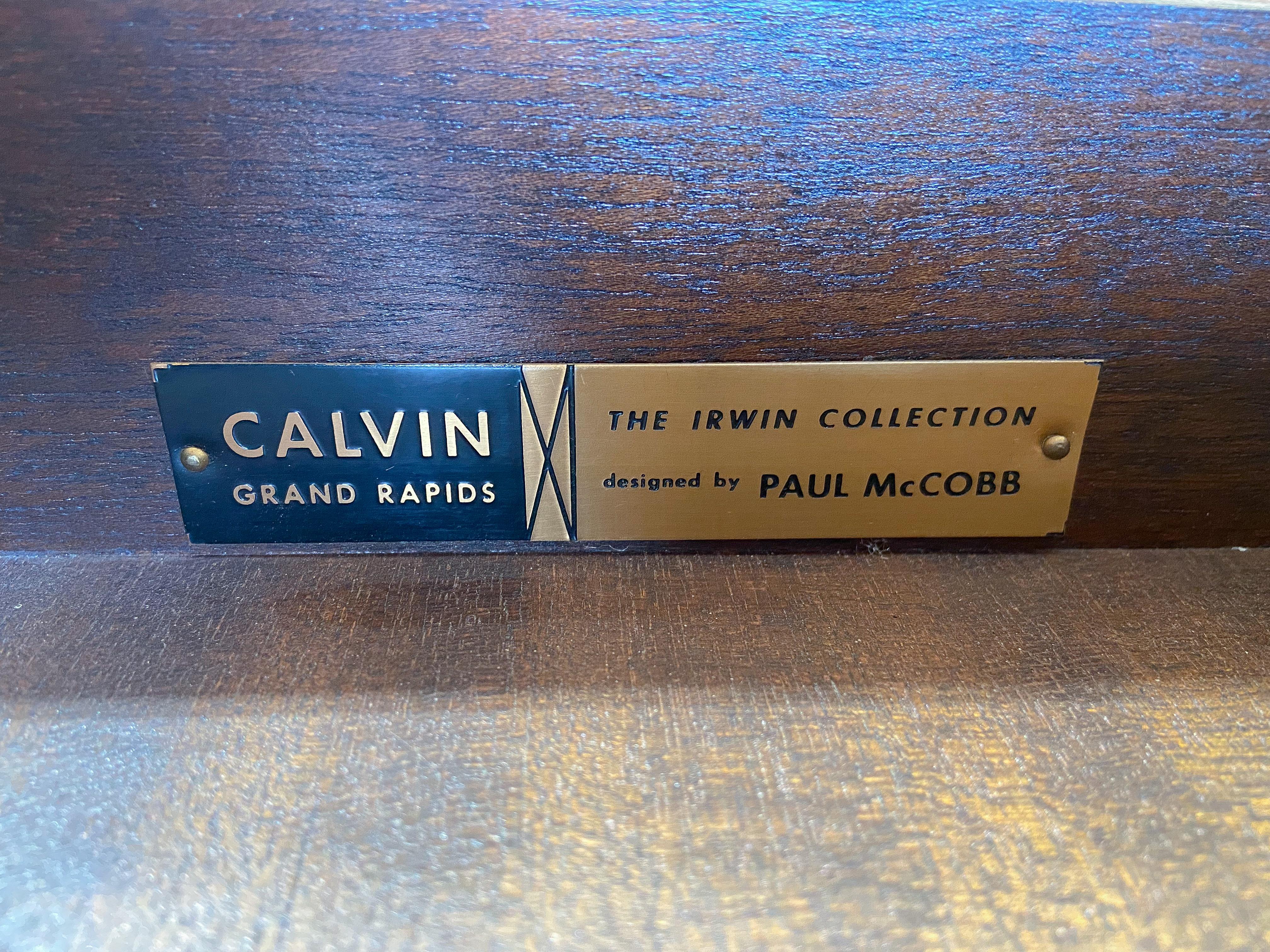 Paul McCobb Leather Top Tables for Calvin, Irwin Collection, 1950's In Fair Condition In Round Rock, TX