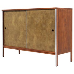 Paul McCobb “Linear Group” Credenza with Leather Doors for Calvin Furniture