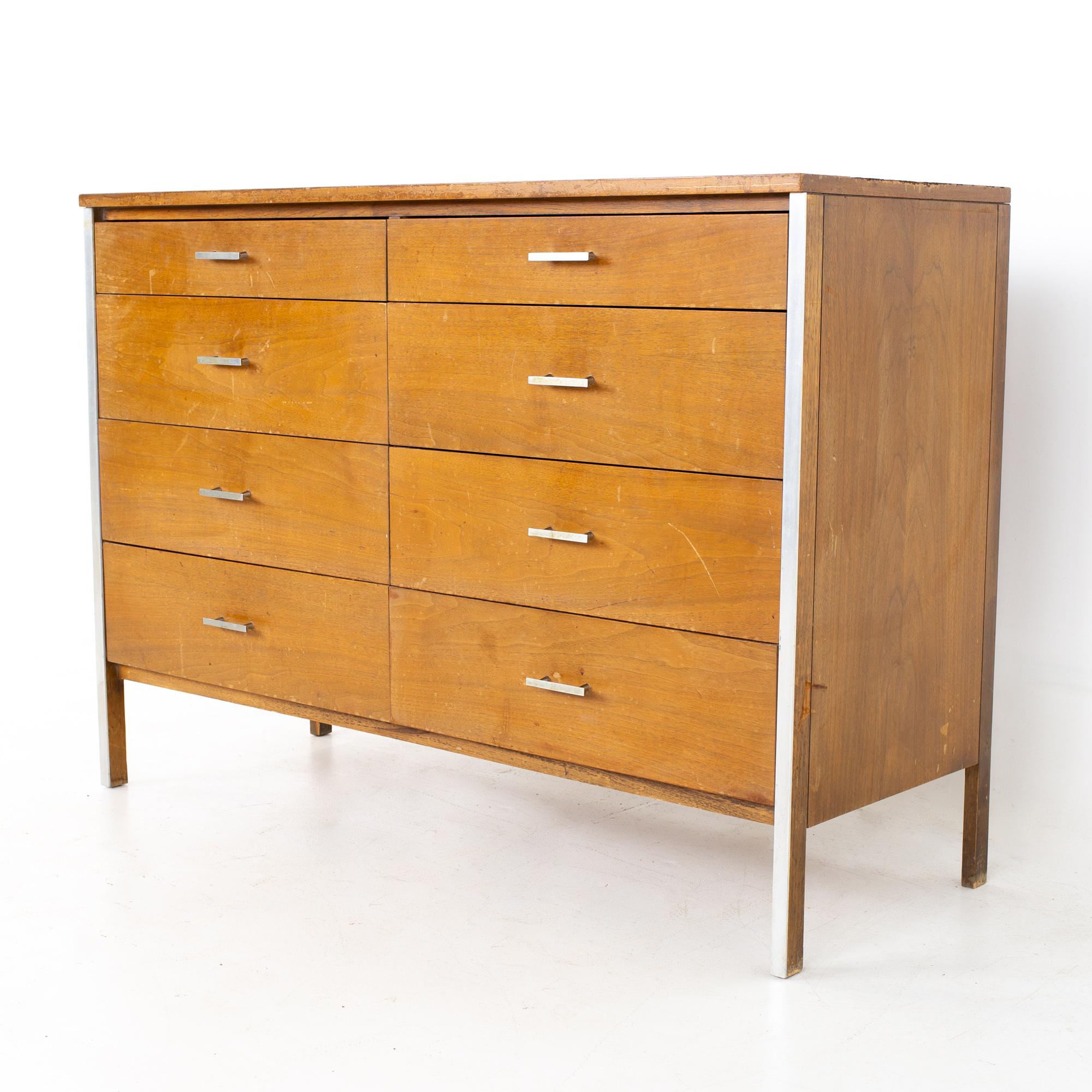 Paul McCobb linear mid century 8 drawer dresser
Dresser measures: 48 wide x 18 deep x 34 inches high

All pieces of furniture can be had in what we call restored vintage condition. That means the piece is restored upon purchase so it’s free of