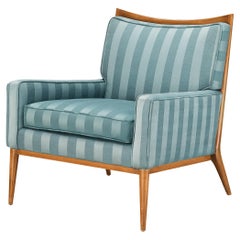 Paul McCobb Lounge Chair in Original Turquoise Upholstery and Walnut
