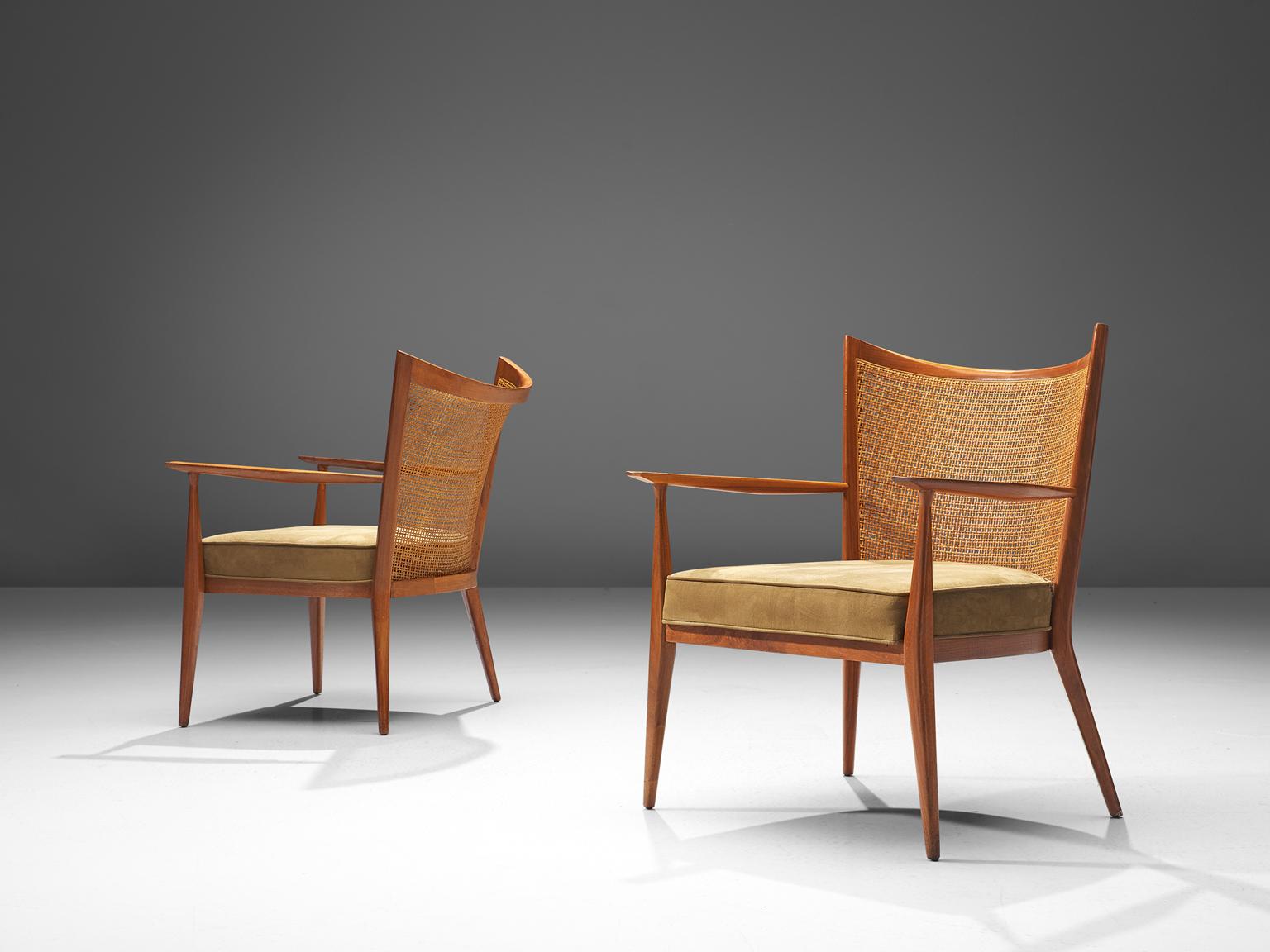 Paul McCobb, lounge chairs, teak and cane, United States, 1960s.

This pair of lounge chairs is designed by Paul McCobb. The quintessential design features of McCobb's furniture is clearly visible in this set such as the exquisitely detailed