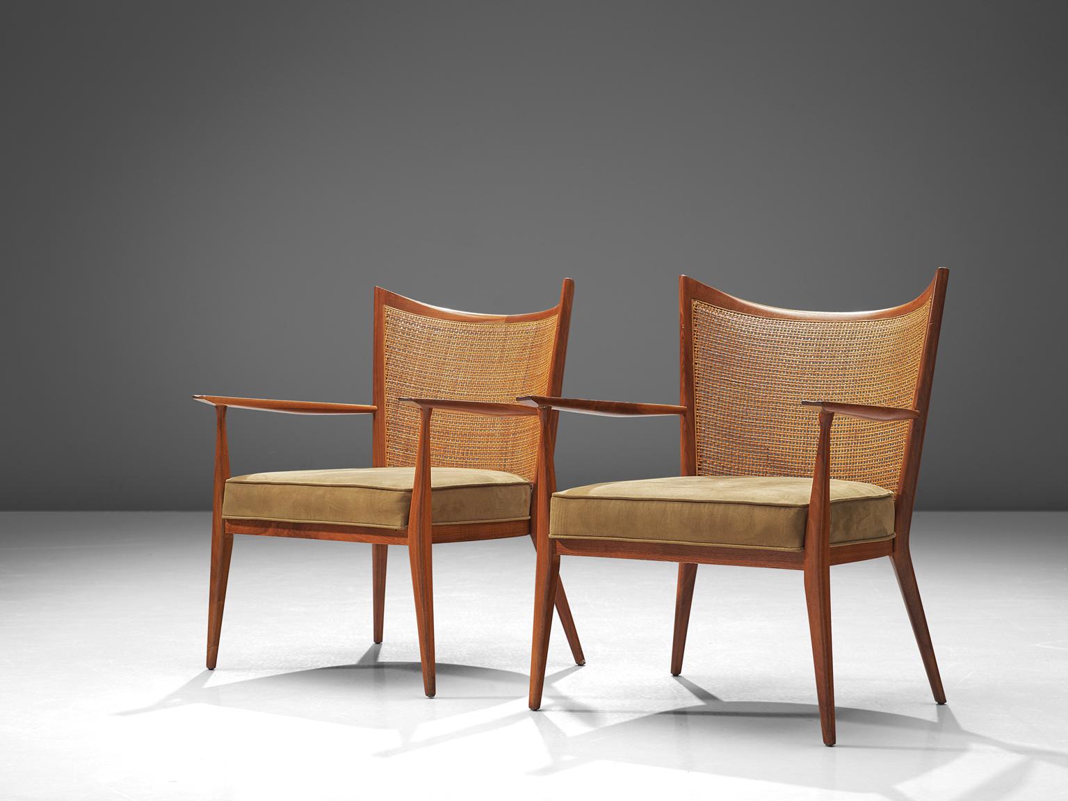 Mid-Century Modern Paul McCobb Lounge Chairs in Teak and Cane