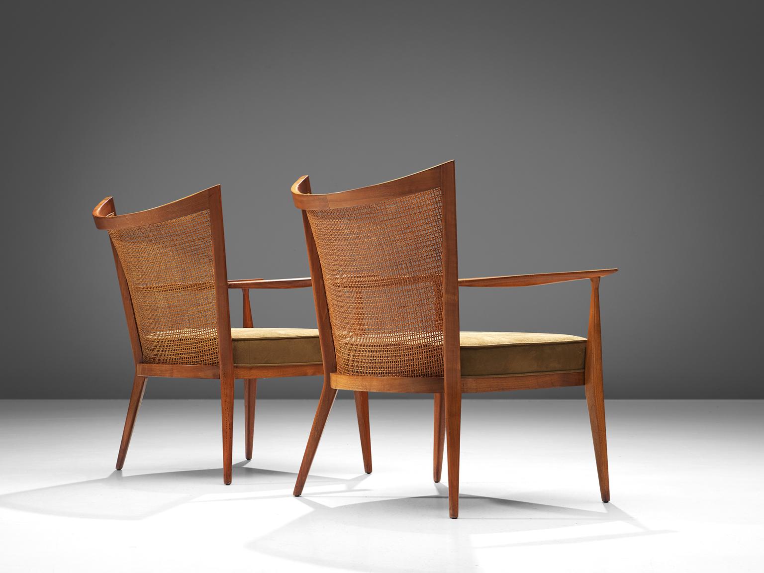 American Paul McCobb Lounge Chairs in Teak and Cane