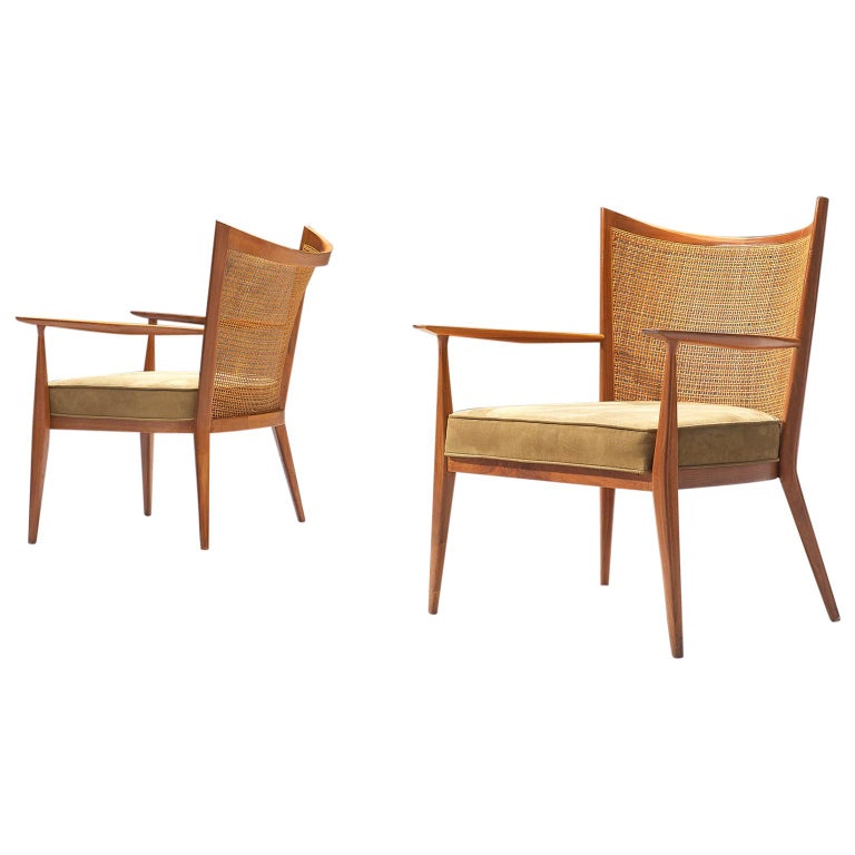Paul Mccobb Lounge Chairs In Teak And Cane For Sale At 1stdibs