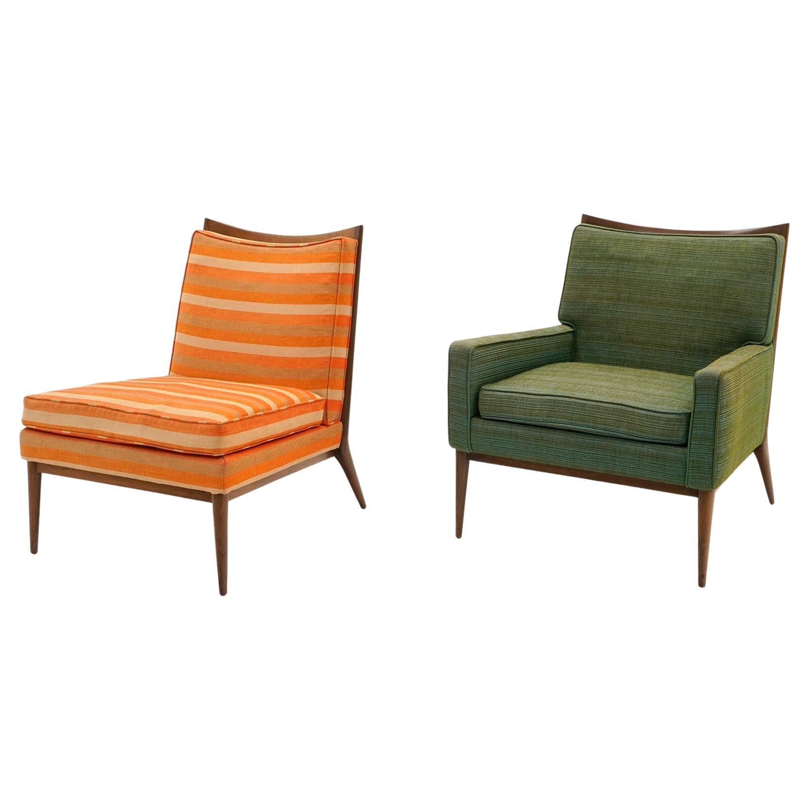 Paul McCobb Lounge Chairs Models 1320 & 1322.  Priced for Reupholstery. Signed.