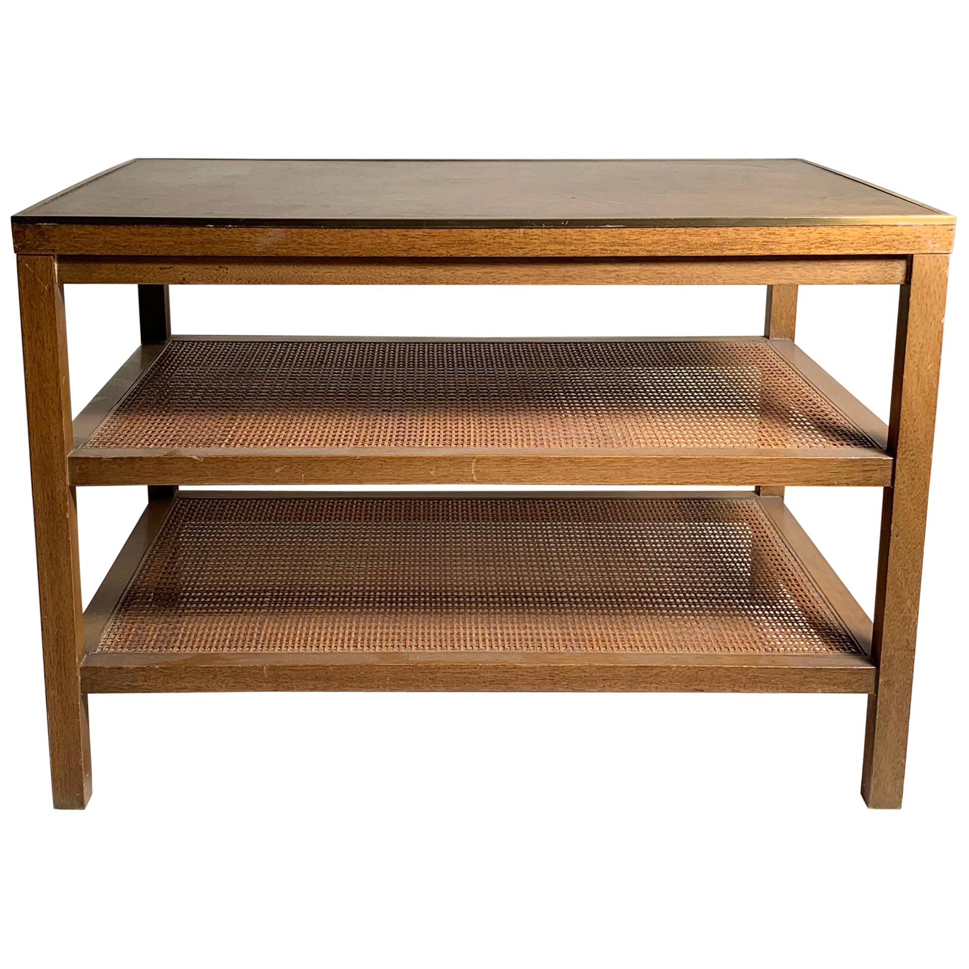 Paul McCobb Tavolo portariviste in pelle con inserti in ottone