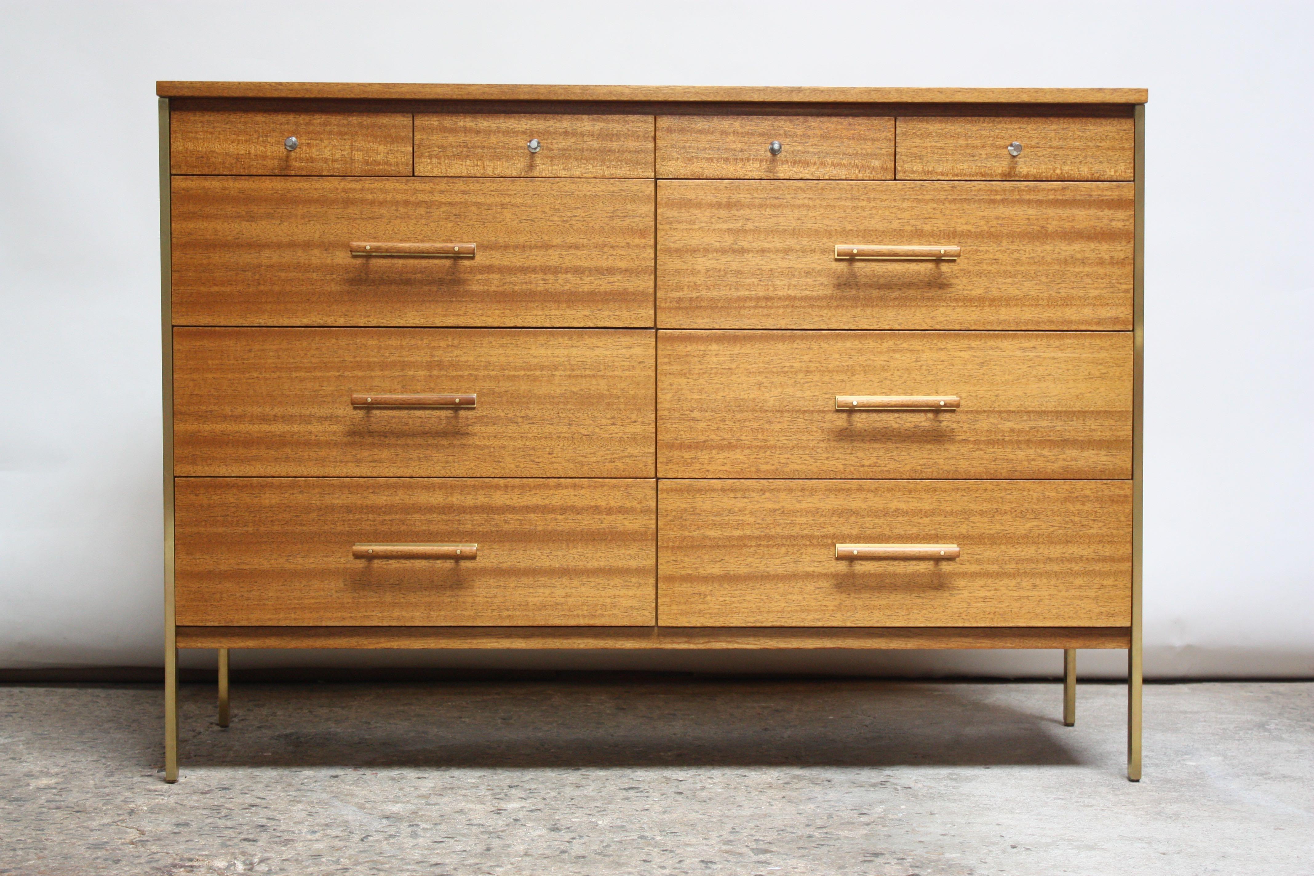 1957 Paul McCobb designed Directional chest for Calvin in bleached mahogany and brass. Despite its relatively diminutive size (48
